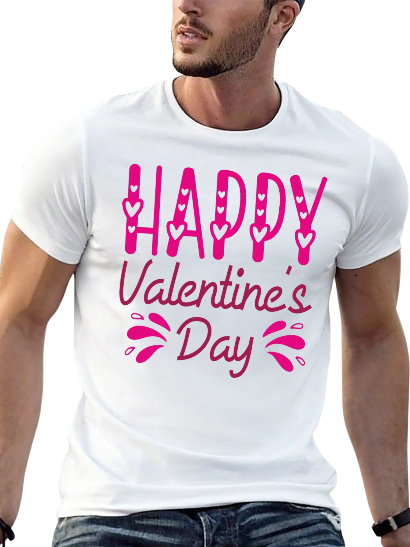 Happy Valentines Day Black Graphic Tee