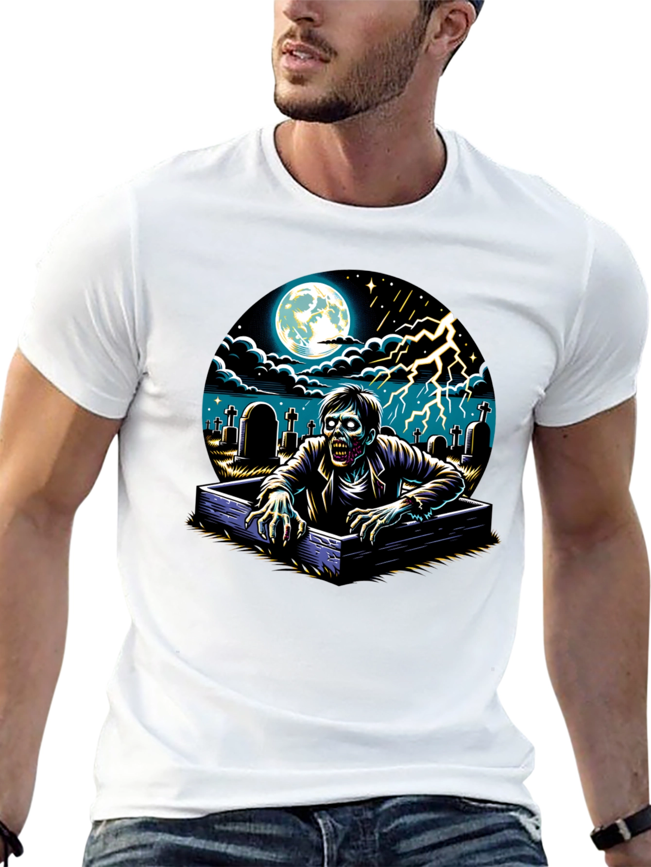 Zombie Rising T-Shirt - Graveyard Scene
