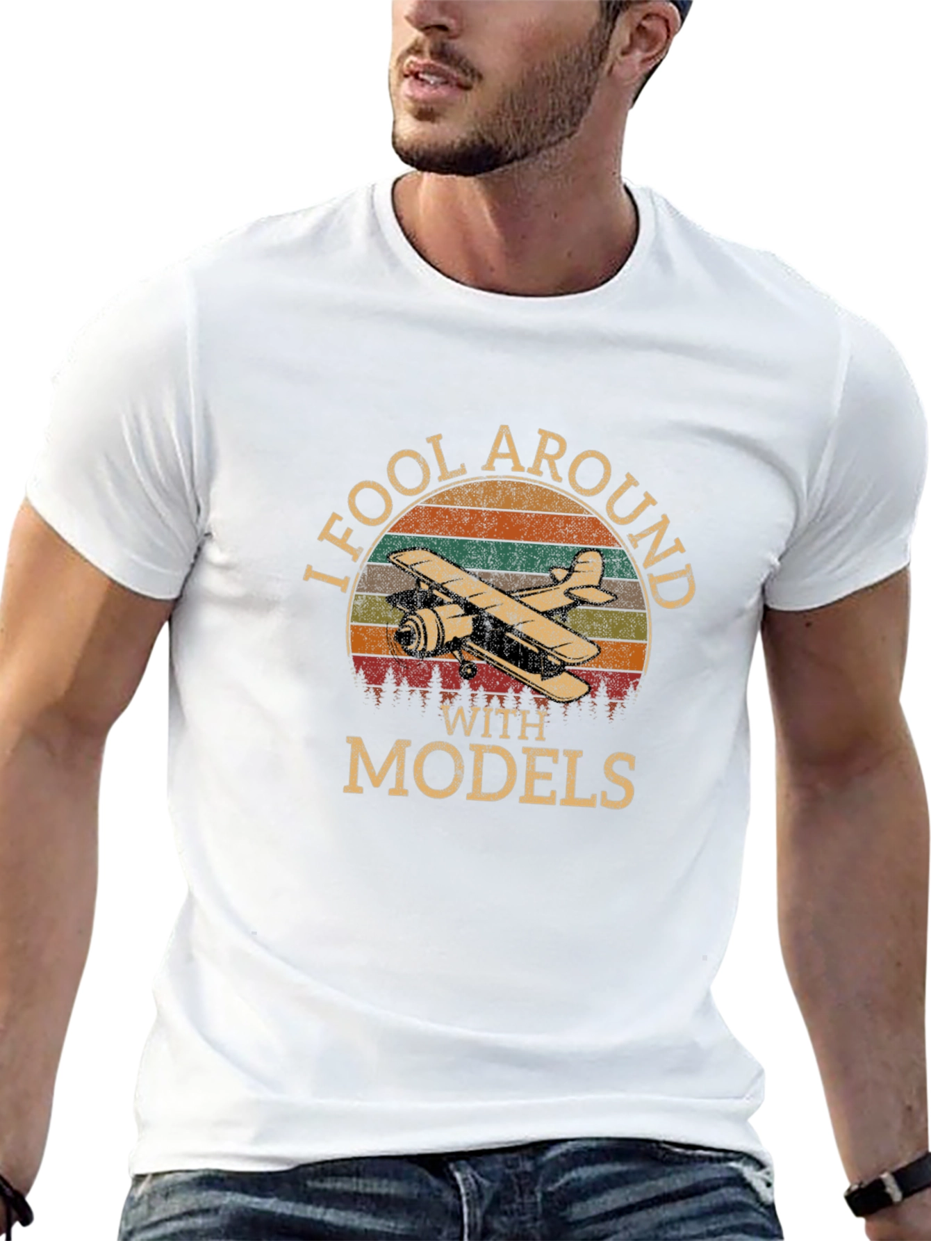 I Fool Around With Models T-Shirt Retro Airplane Design