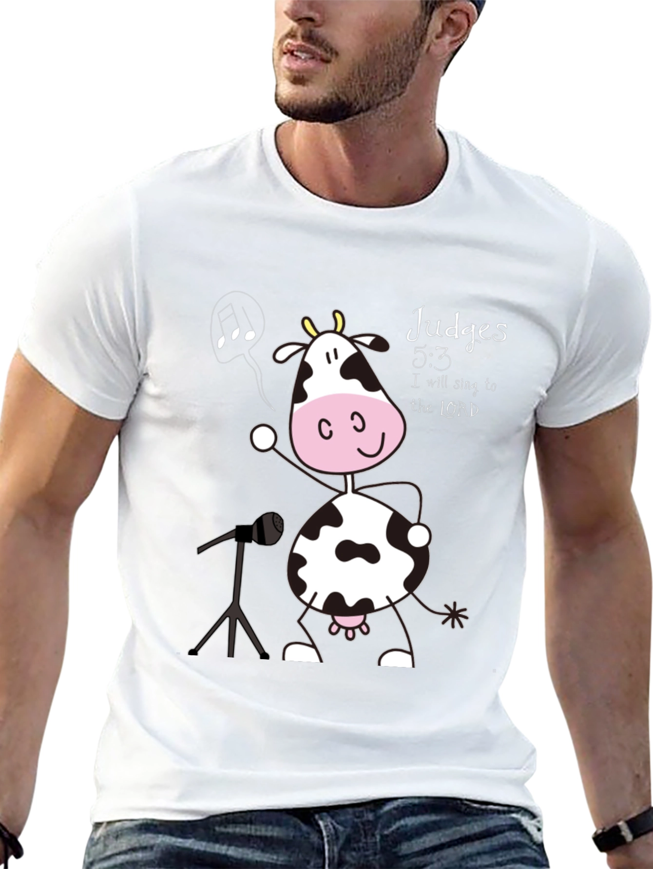 Singing Cow T-Shirt: Judges 5:3 Novelty Tee