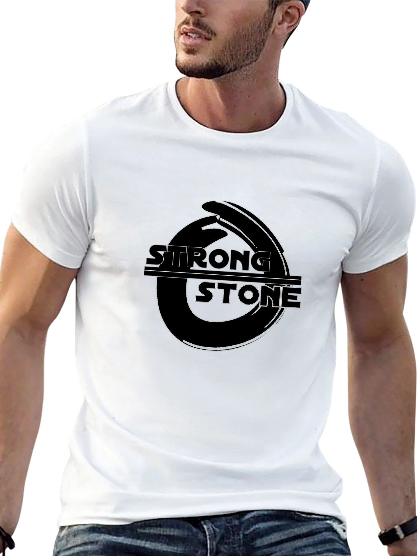 Strong Stone Graphic Tee - Black Cotton Blend