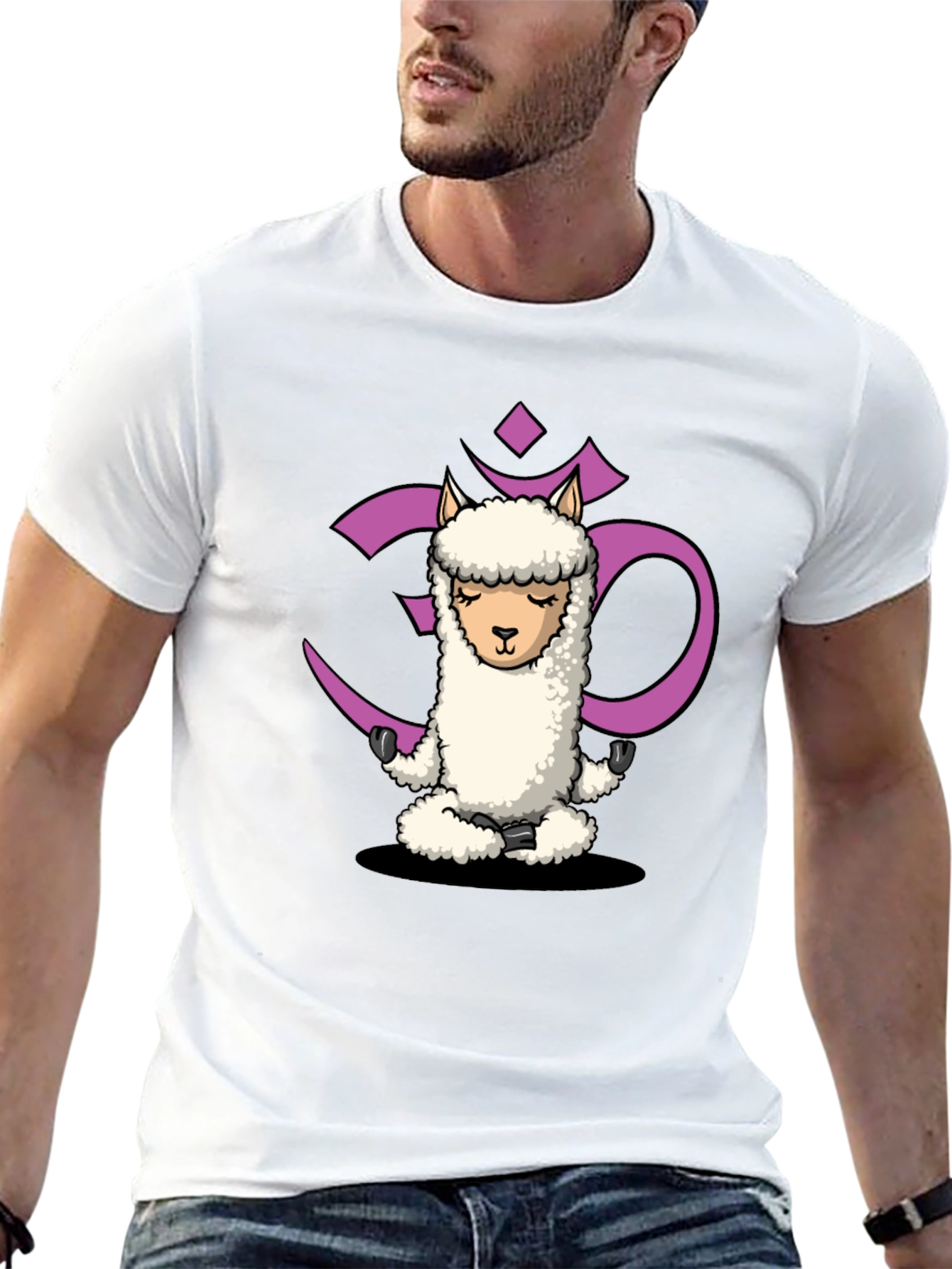 Zen Llama T-Shirt - Meditating Alpaca OM Graphic Tee