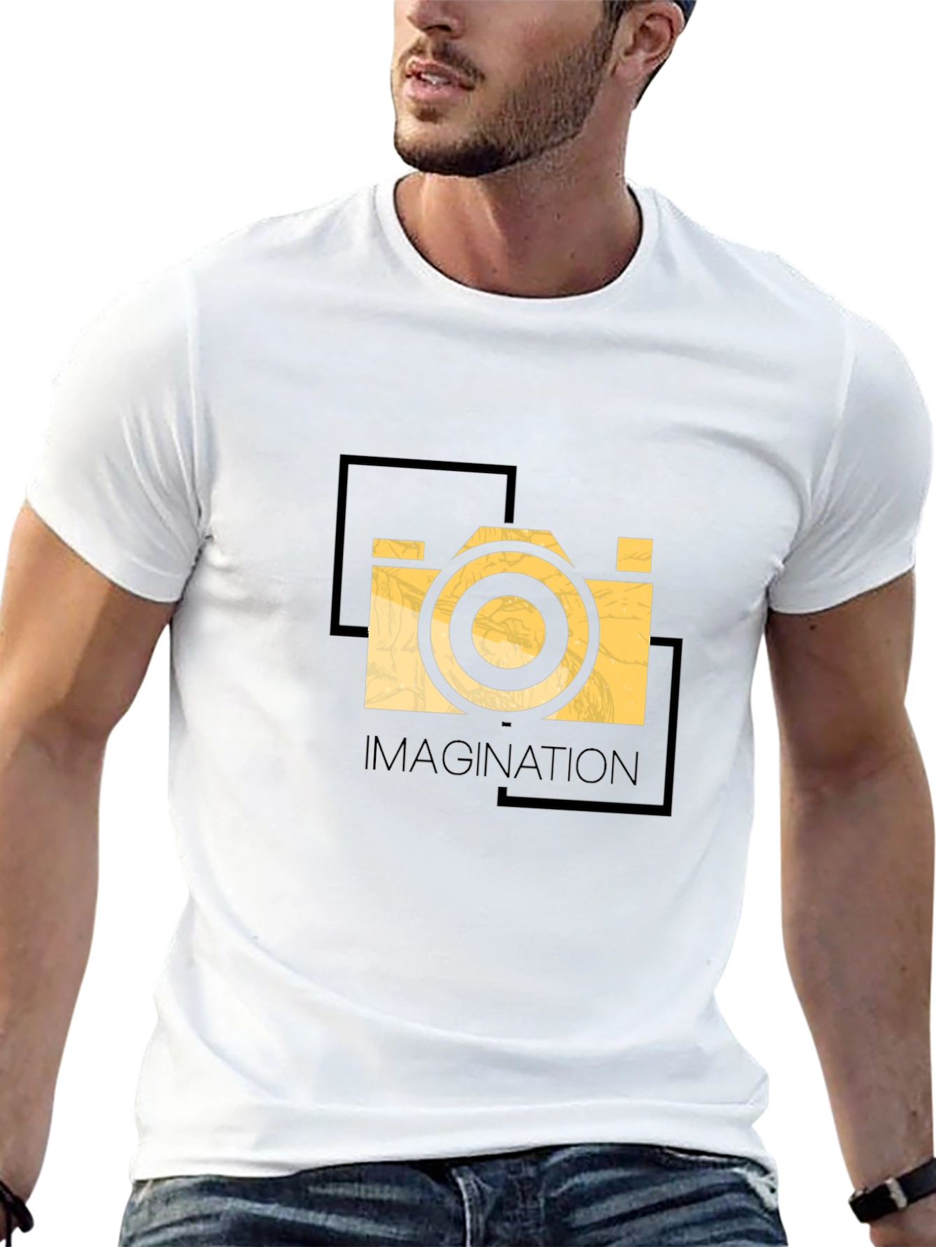 Imagination Camera Graphic T-Shirt - Black Cotton Blend