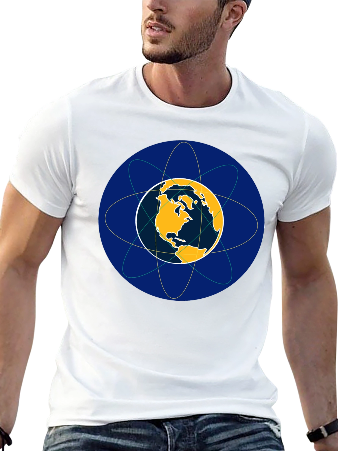 Earth Atom Design T-Shirt - Black