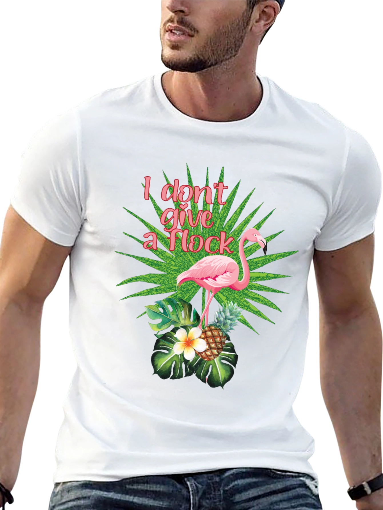 Tropical Flamingo T-Shirt - I Dont Give a Flock