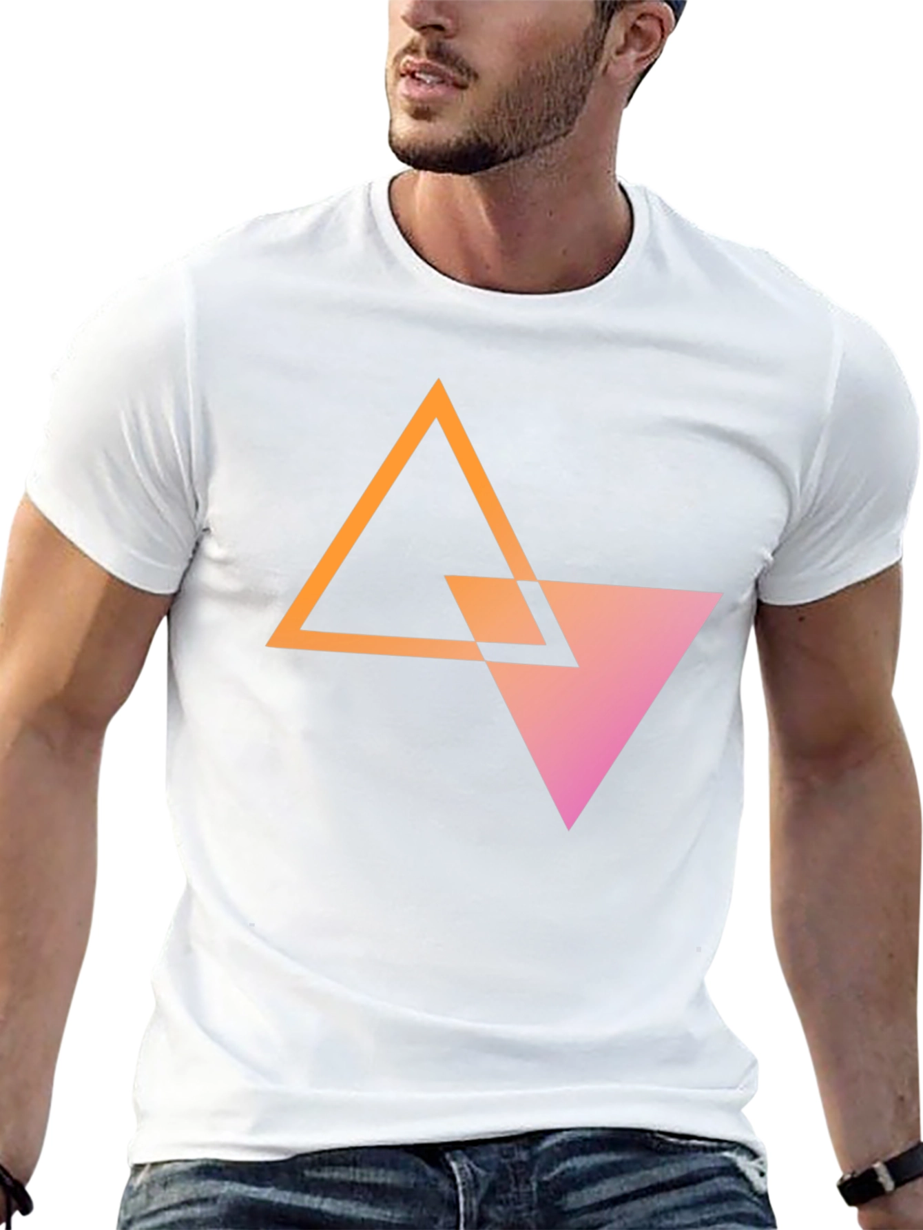 Geometric Triangle Graphic Tee - Stylish Unisex T-Shirt