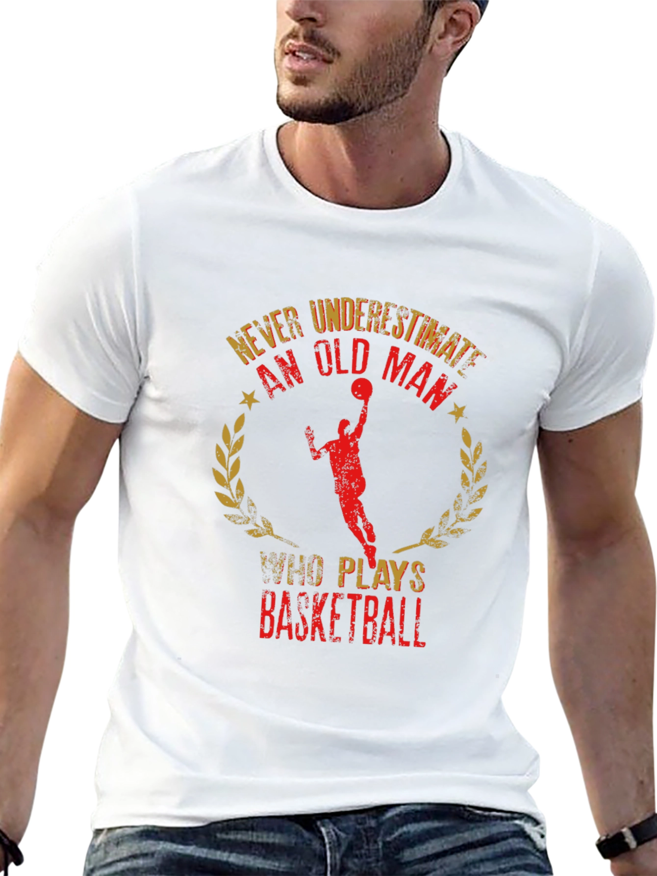 Never Underestimate Old Man Basketball Black Tee