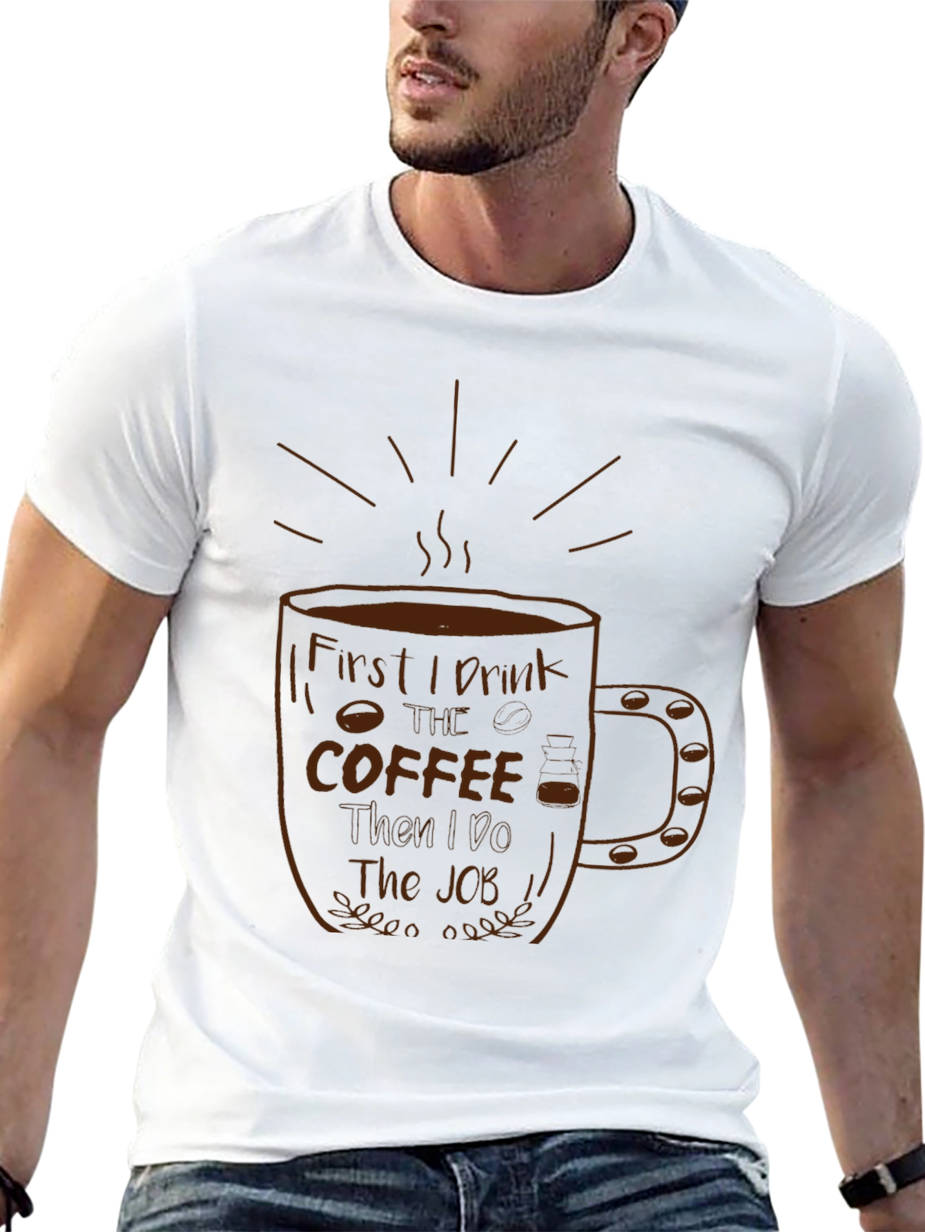 Coffee First T-Shirt - Black Graphic Tee