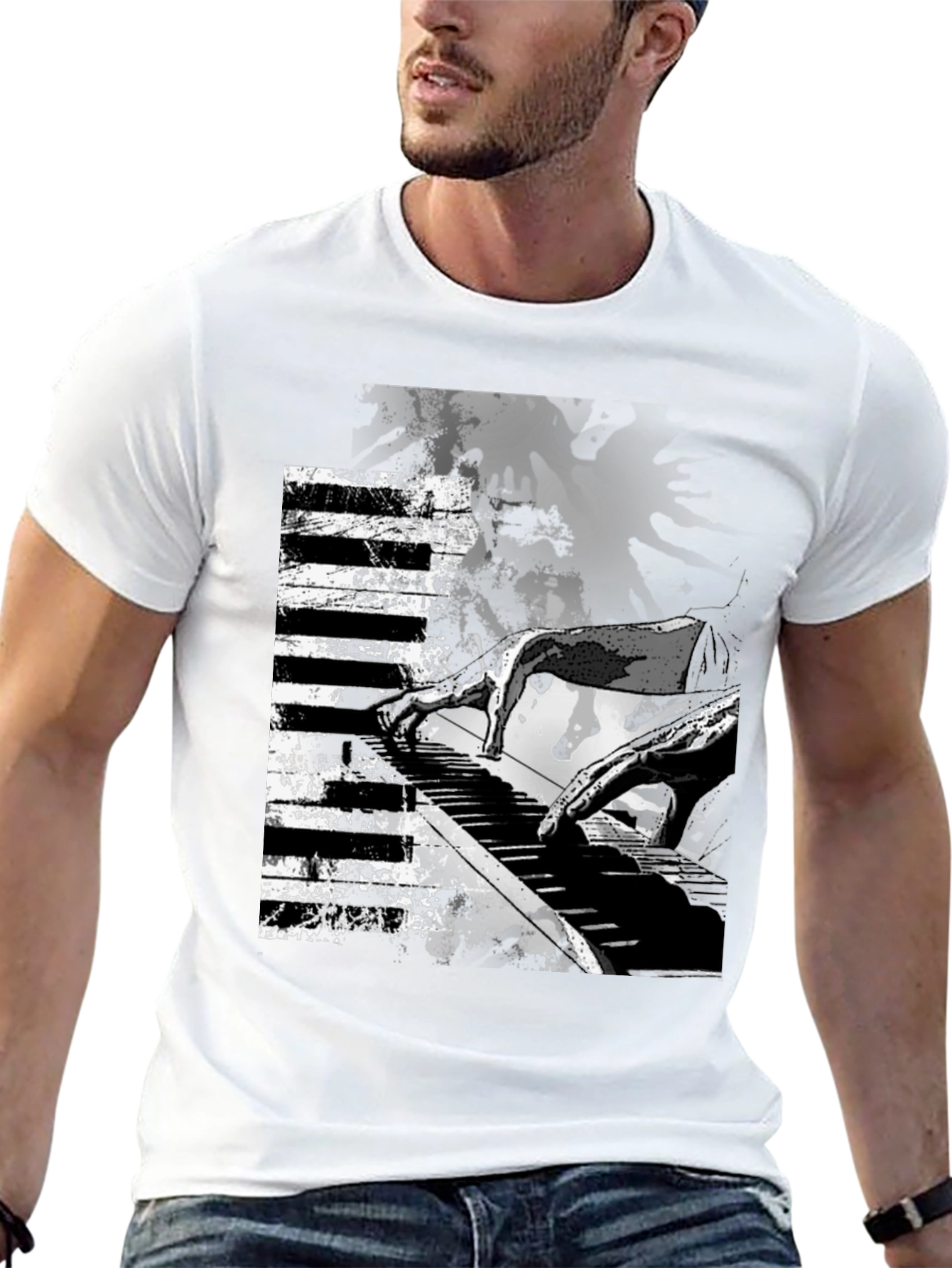 Abstract Piano Keys Graphic Print Tee