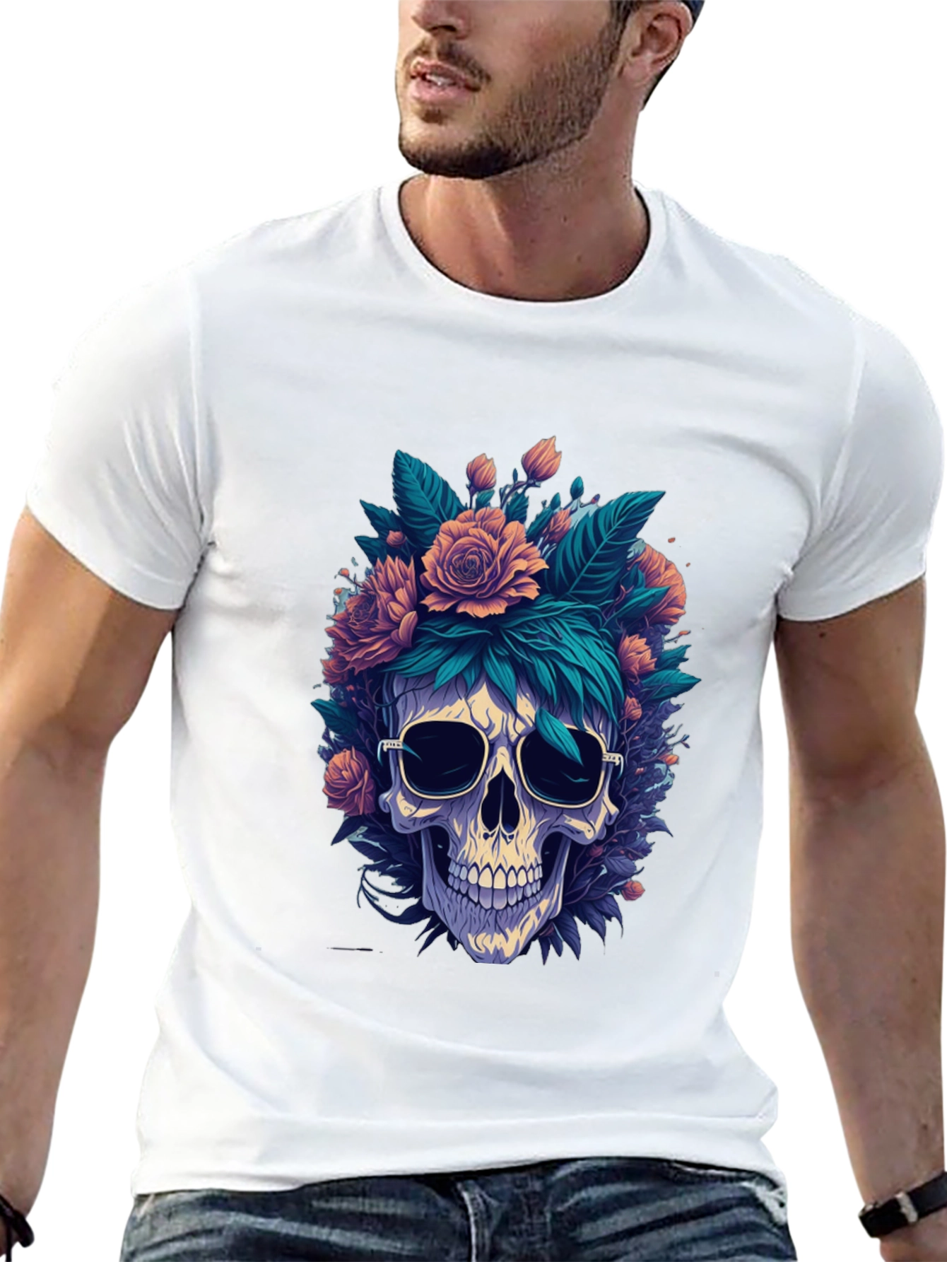 Floral Skull Graphic Tee