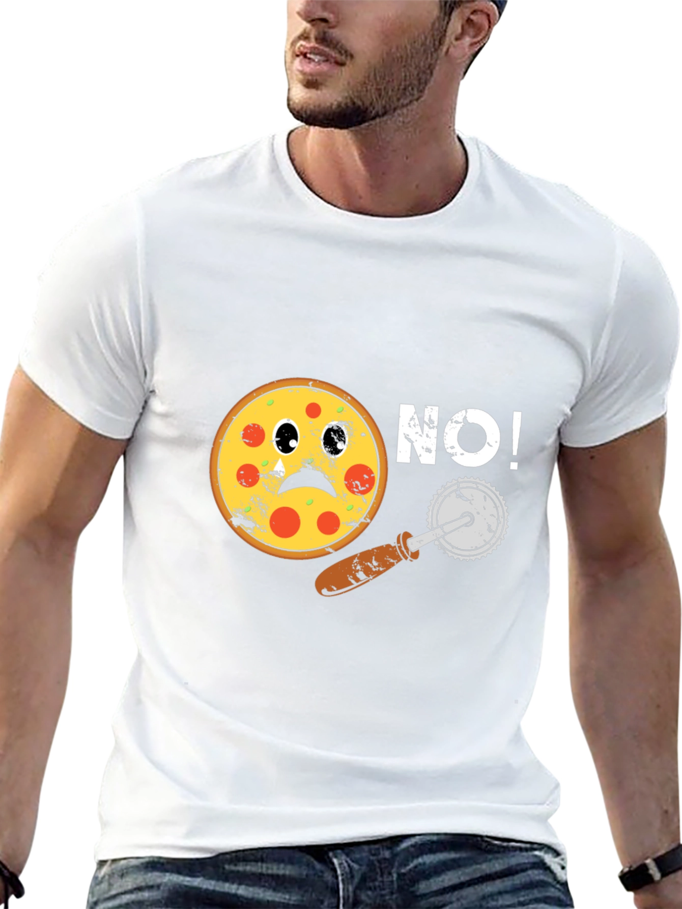 Sad Pizza No! Black Graphic Tee