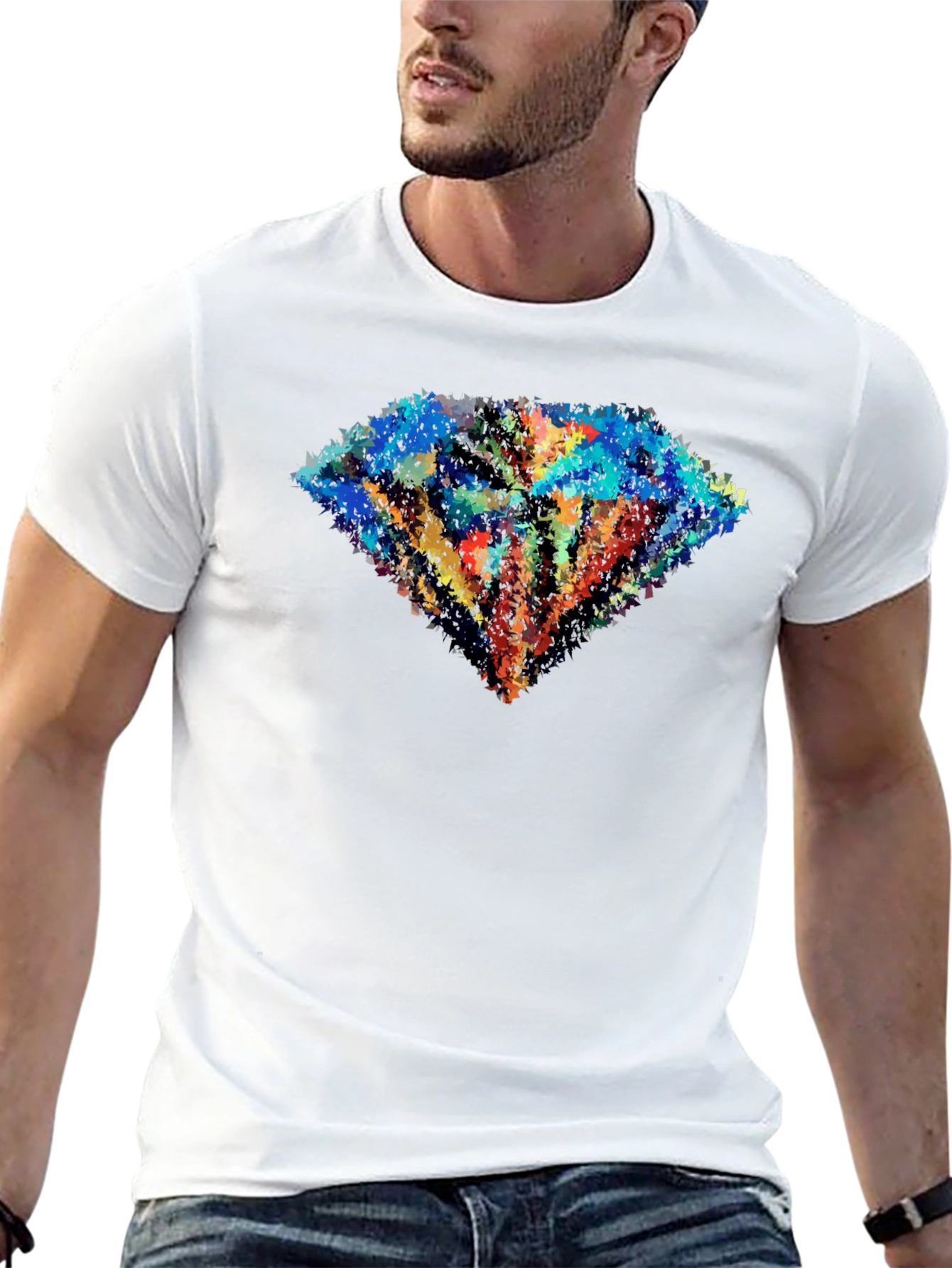 Abstract Diamond Graphic Black Tee