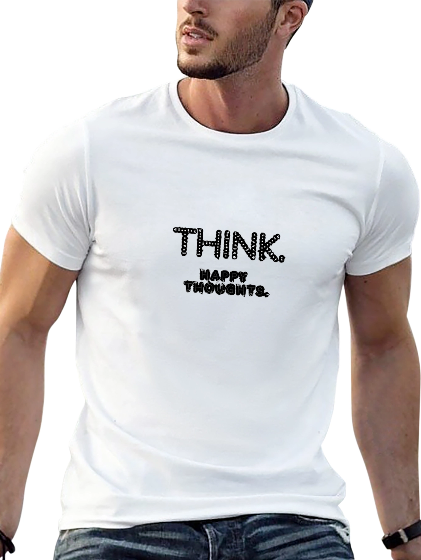 Think Happy Thoughts Black Graphic Tee