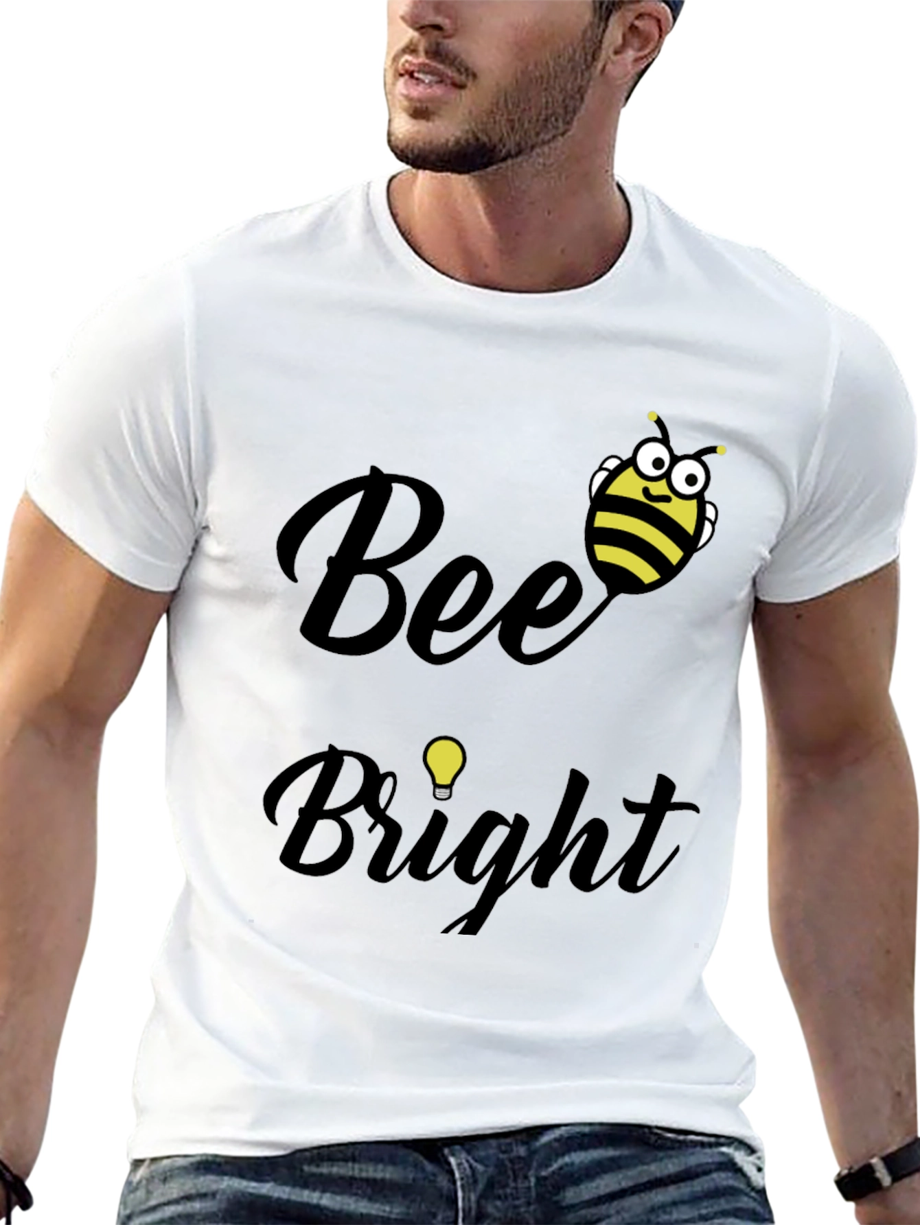 Bee Bright Graphic Tee - Black Cotton T-Shirt