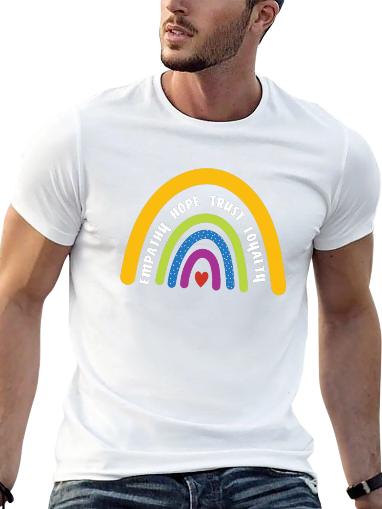 Empathy Rainbow Graphic Tee - Black Casual T-Shirt