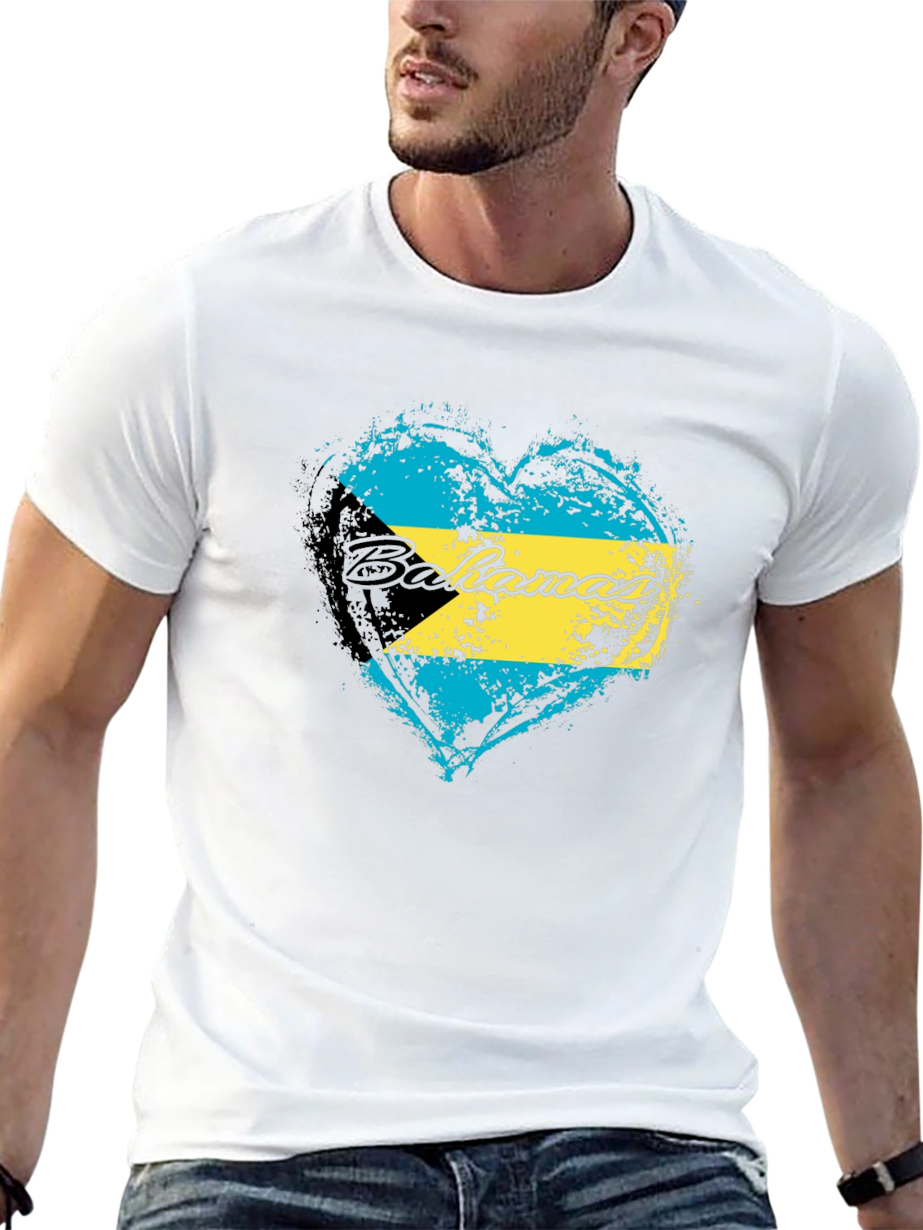 Bahamas Flag Heart T-Shirt