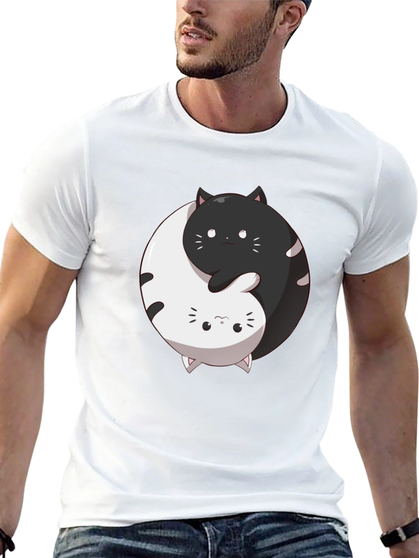 Yin Yang Cats Graphic Tee - Harmony & Balance