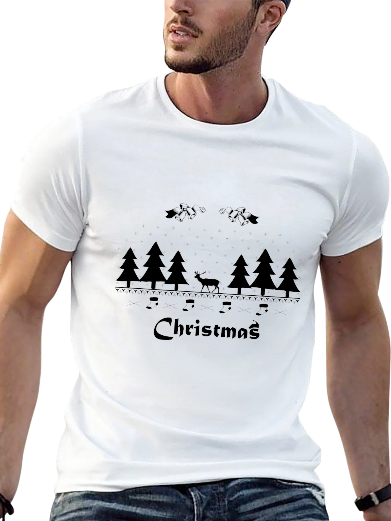 Christmas Theme Black Graphic T-Shirt