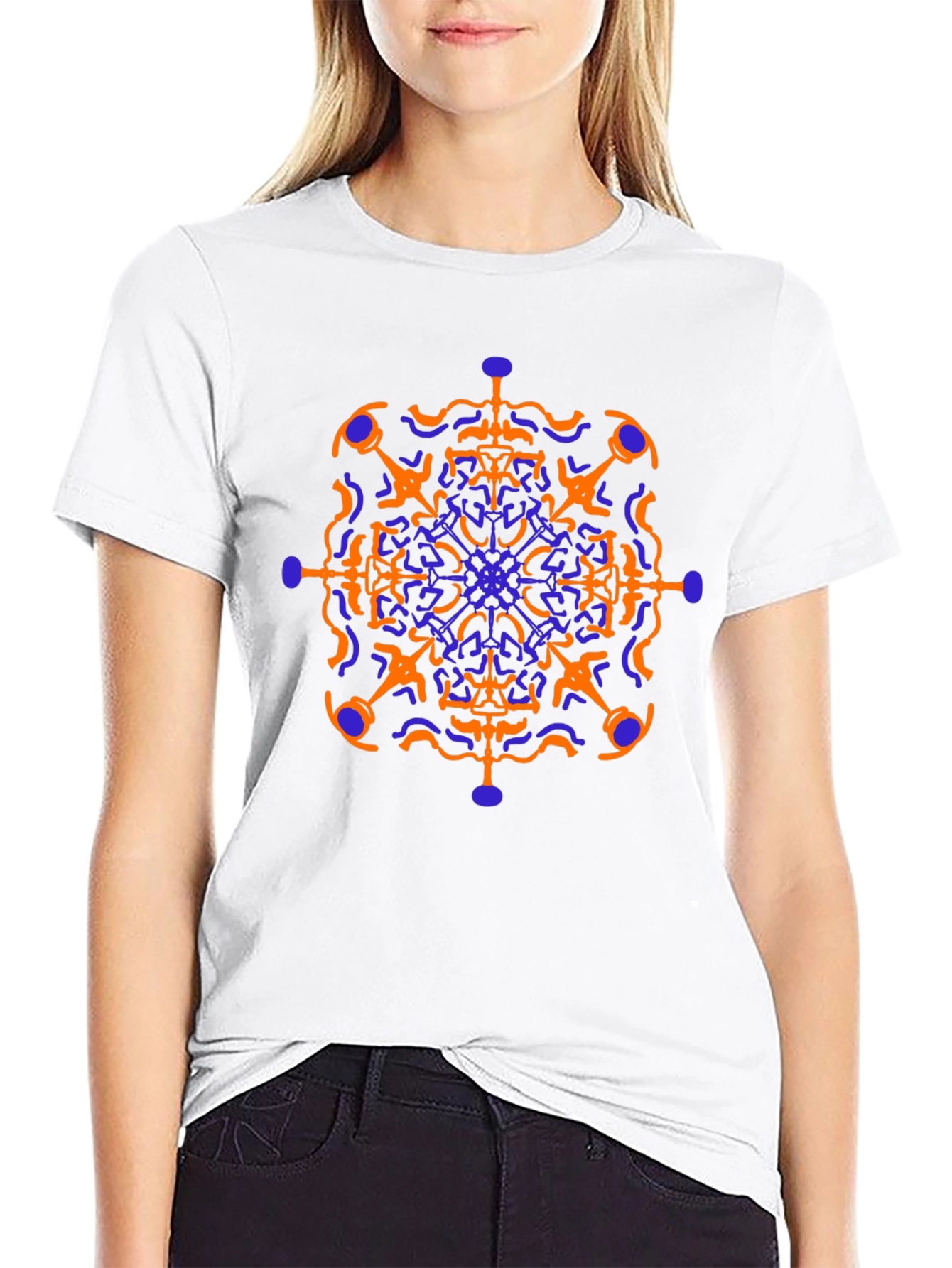 Abstract Geometric Print Black T-Shirt