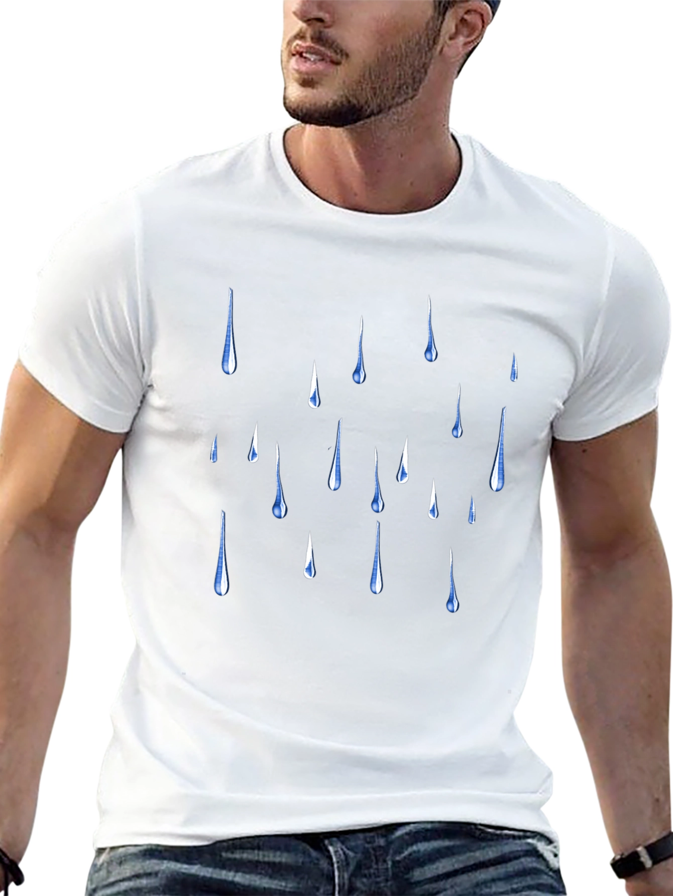 Rain Drop Graphic Black T-Shirt