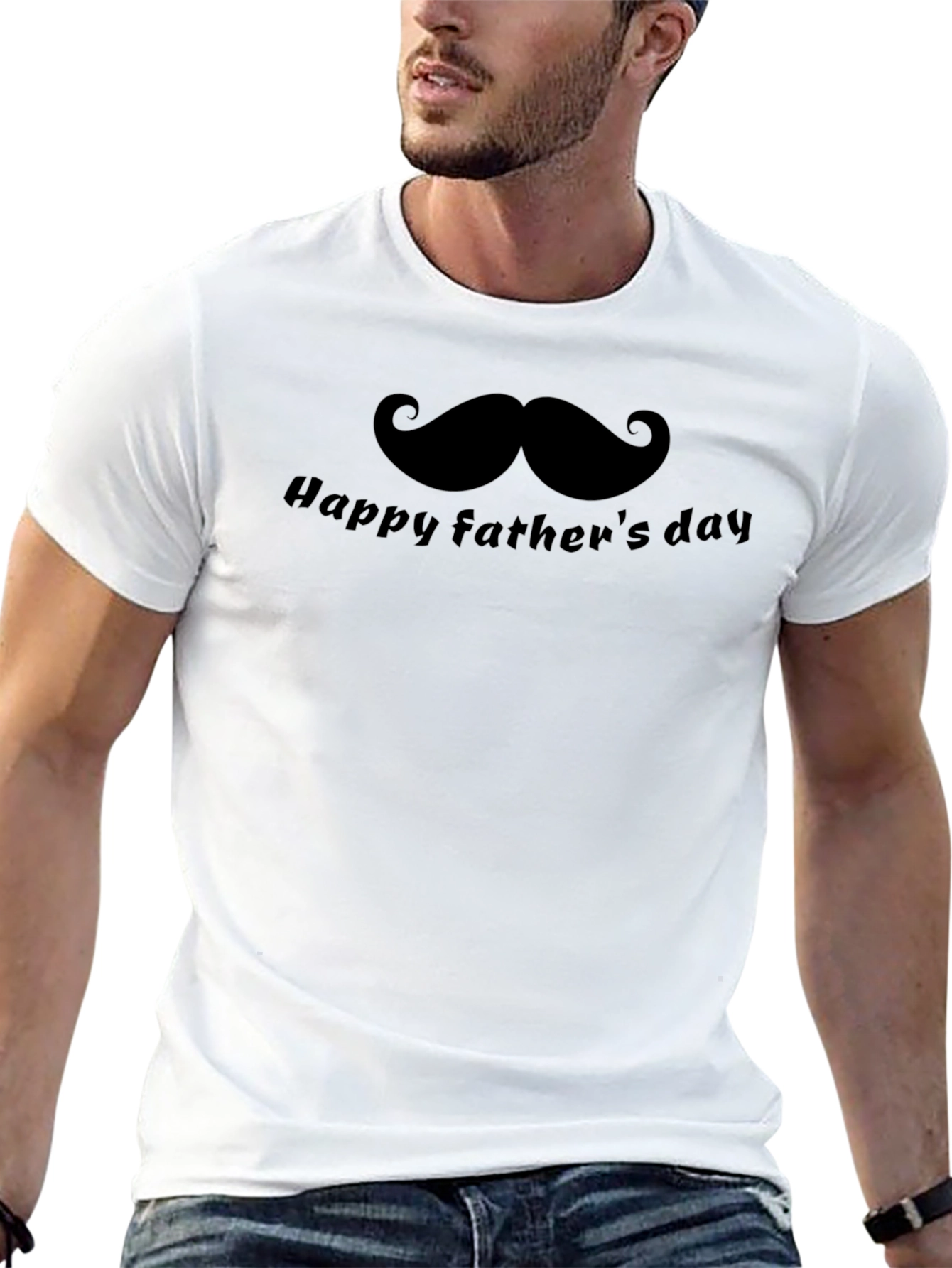 Happy Fathers Day Mustache Graphic T-Shirt