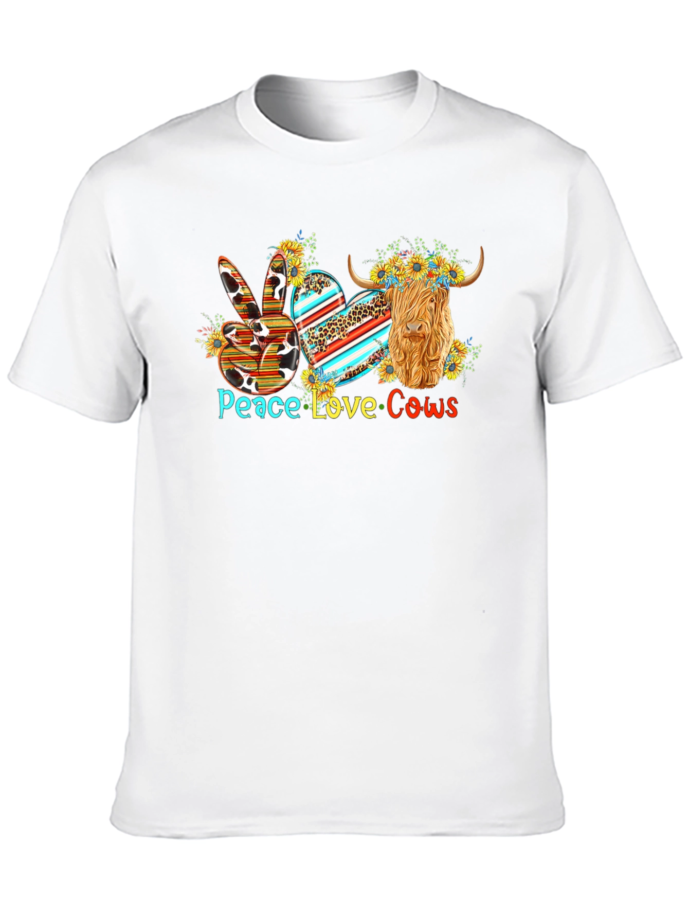 Peace Love Cows T-Shirt - Highland Cow Graphic Tee