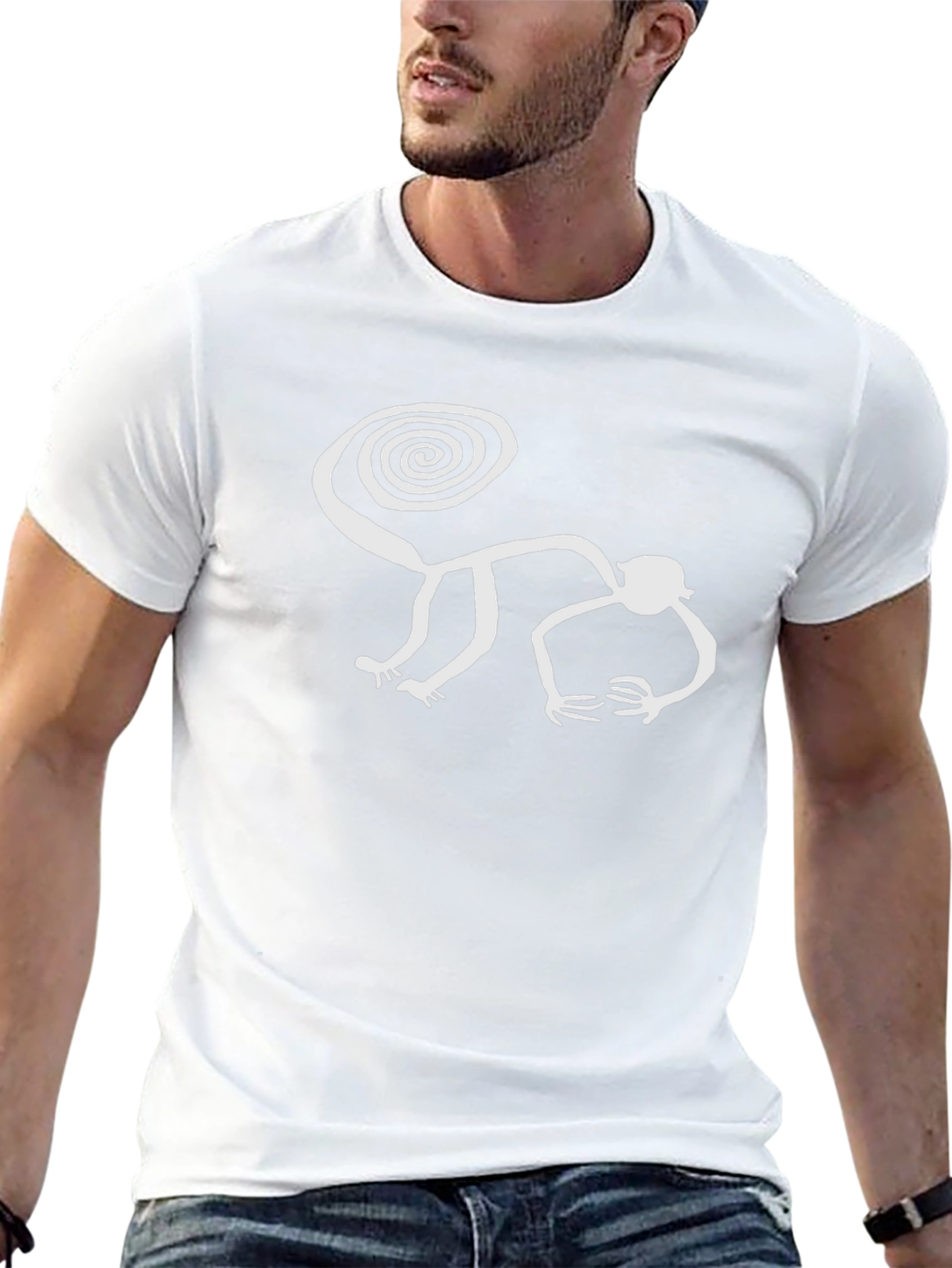 Nazca Lines Monkey Graphic Tee - Black Cotton Shirt
