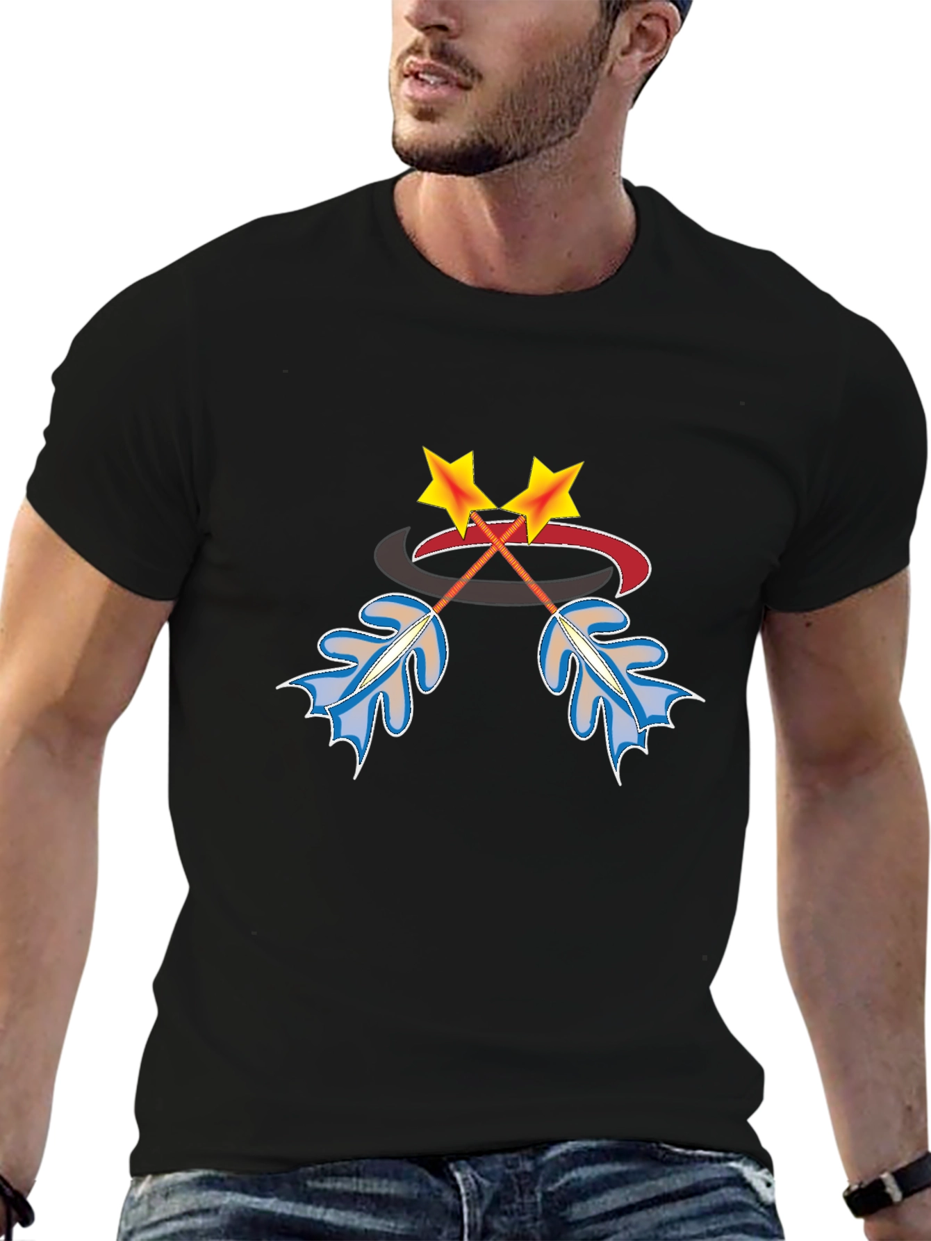 Unique Graphic Print Black T-Shirt