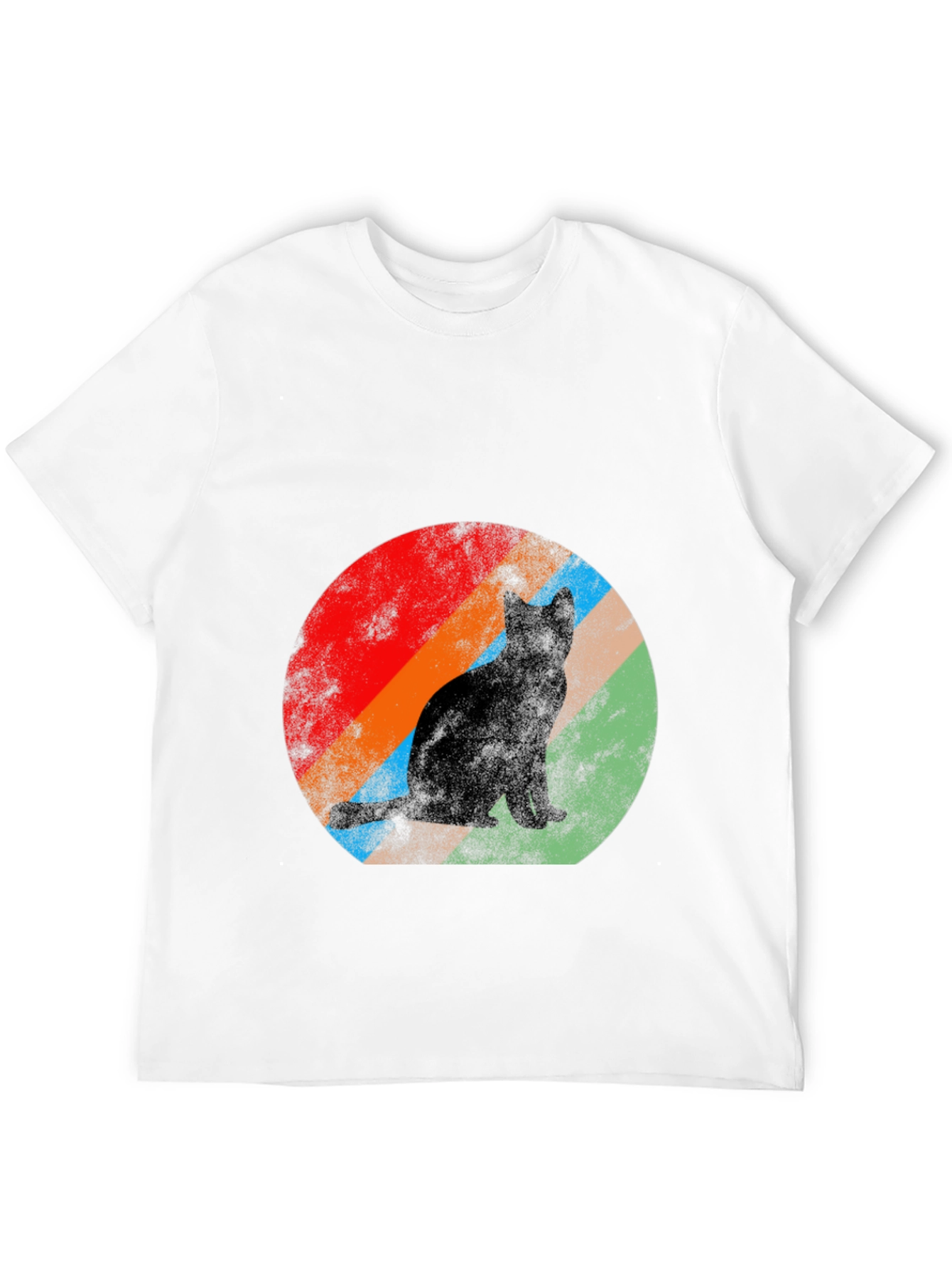 Retro Cat Graphic Tee - Black Cotton T-Shirt