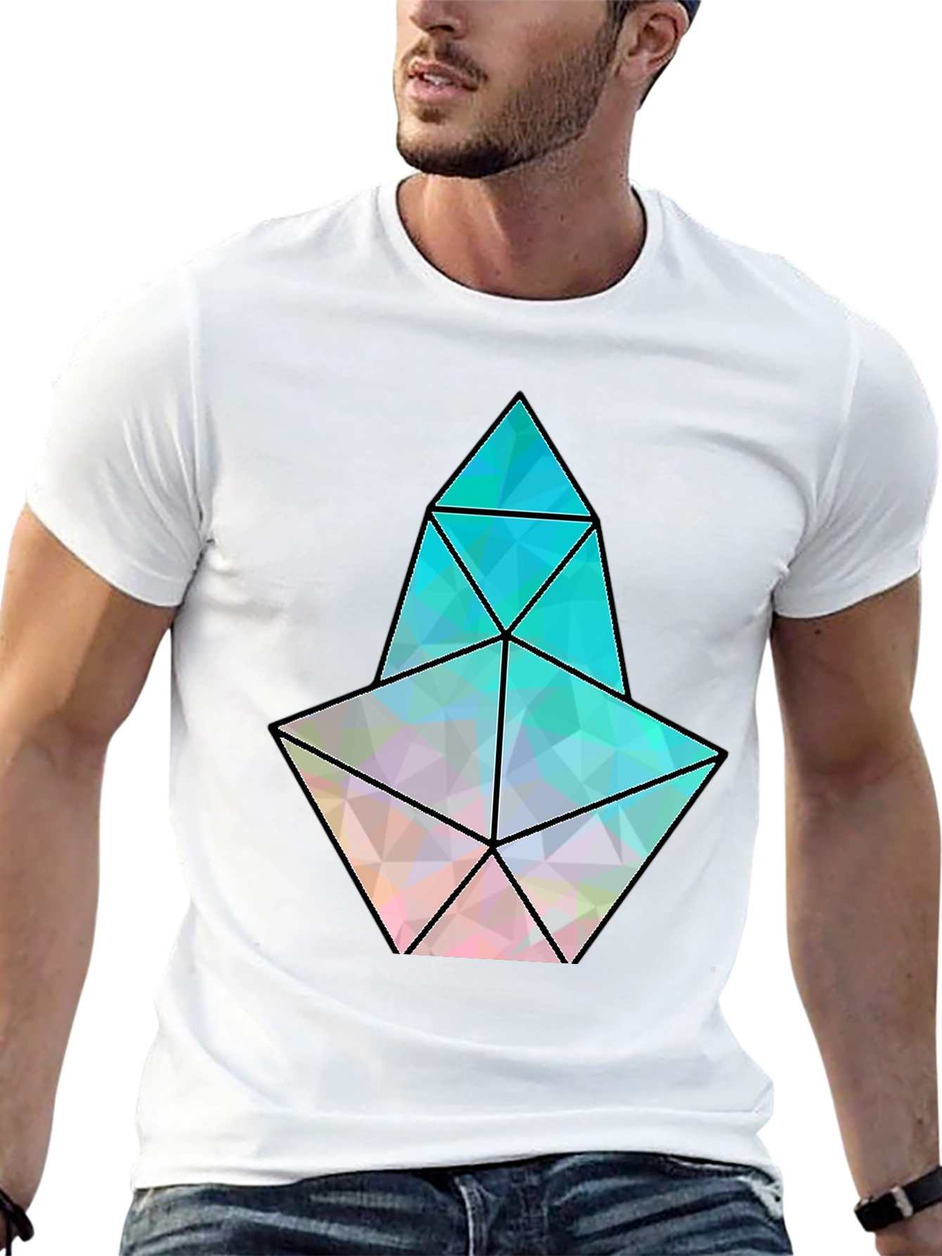 Geometric Prism Graphic Black T-Shirt