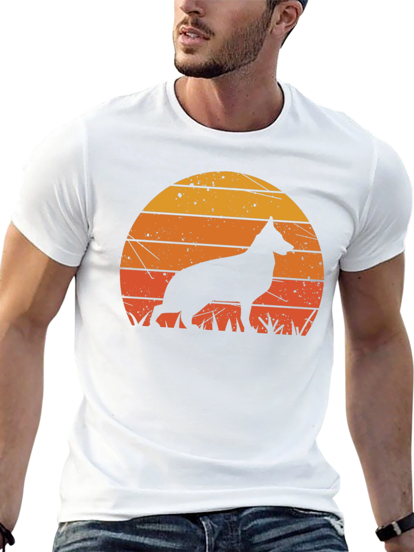 Retro German Shepherd Sunset T-Shirt
