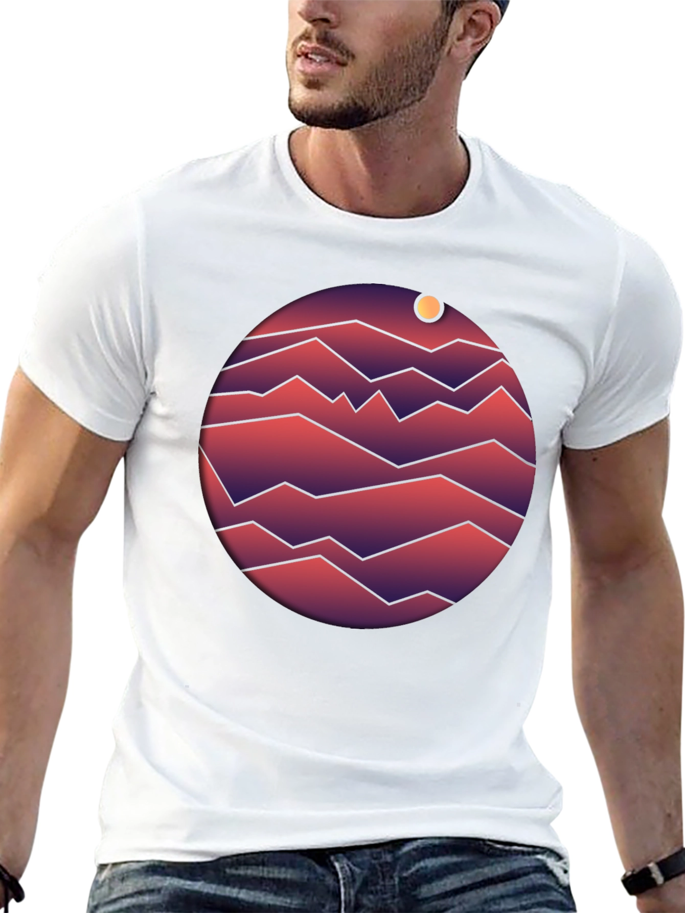 Geometric Planet T-Shirt - Retro Style
