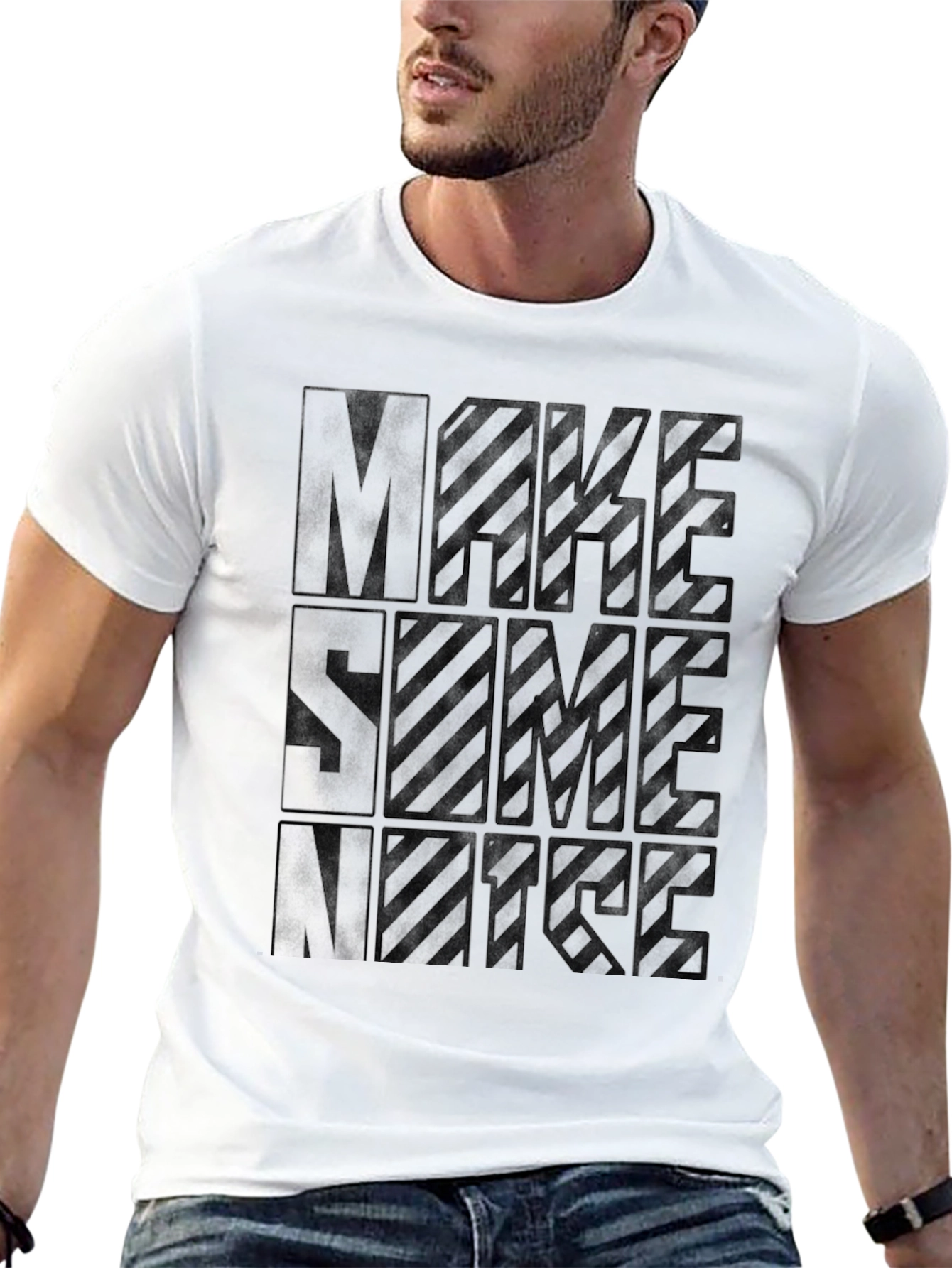 Make Some Noise Graphic Tee - Black Crew Neck
