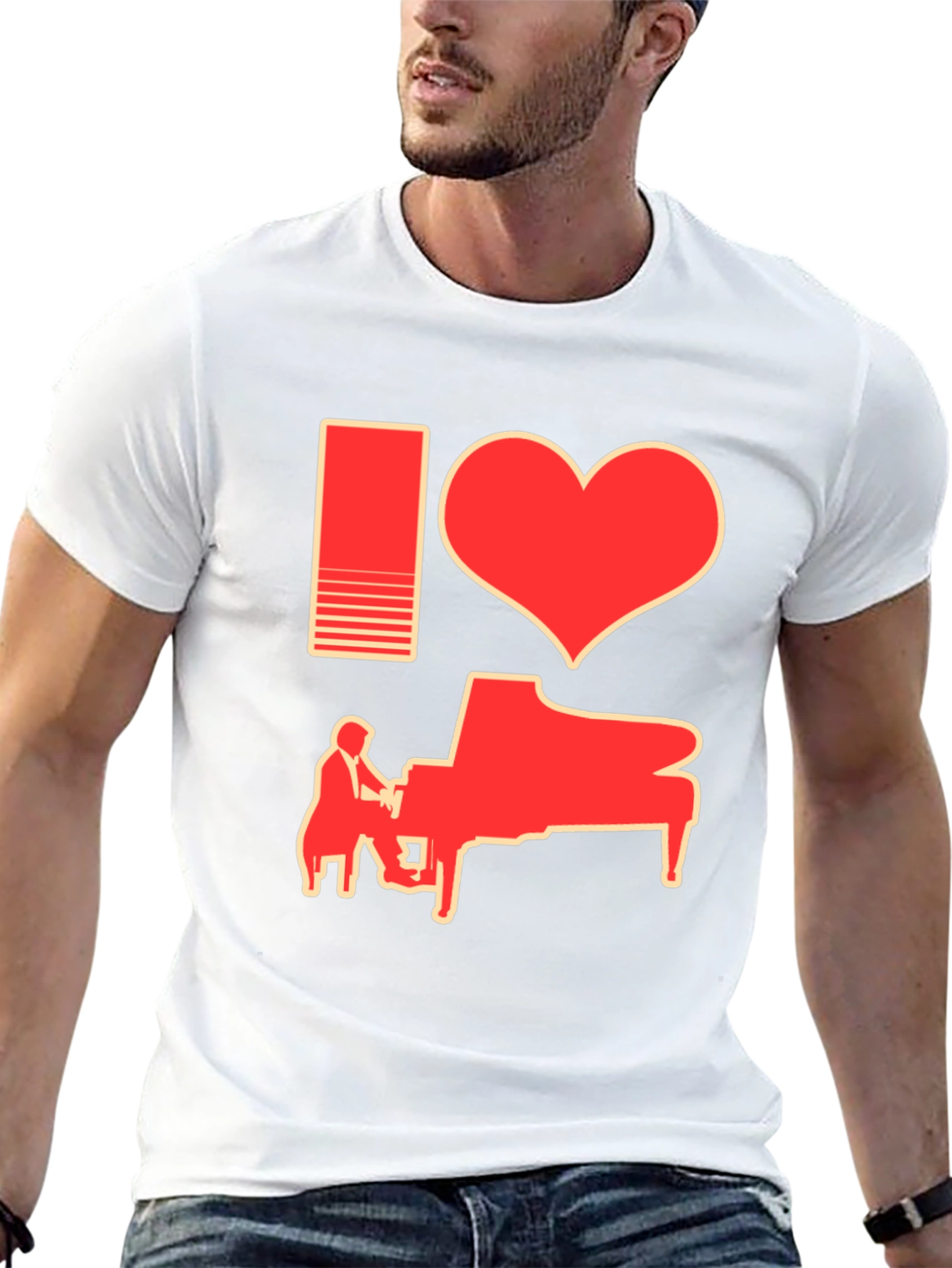 I Heart Piano Black T-Shirt