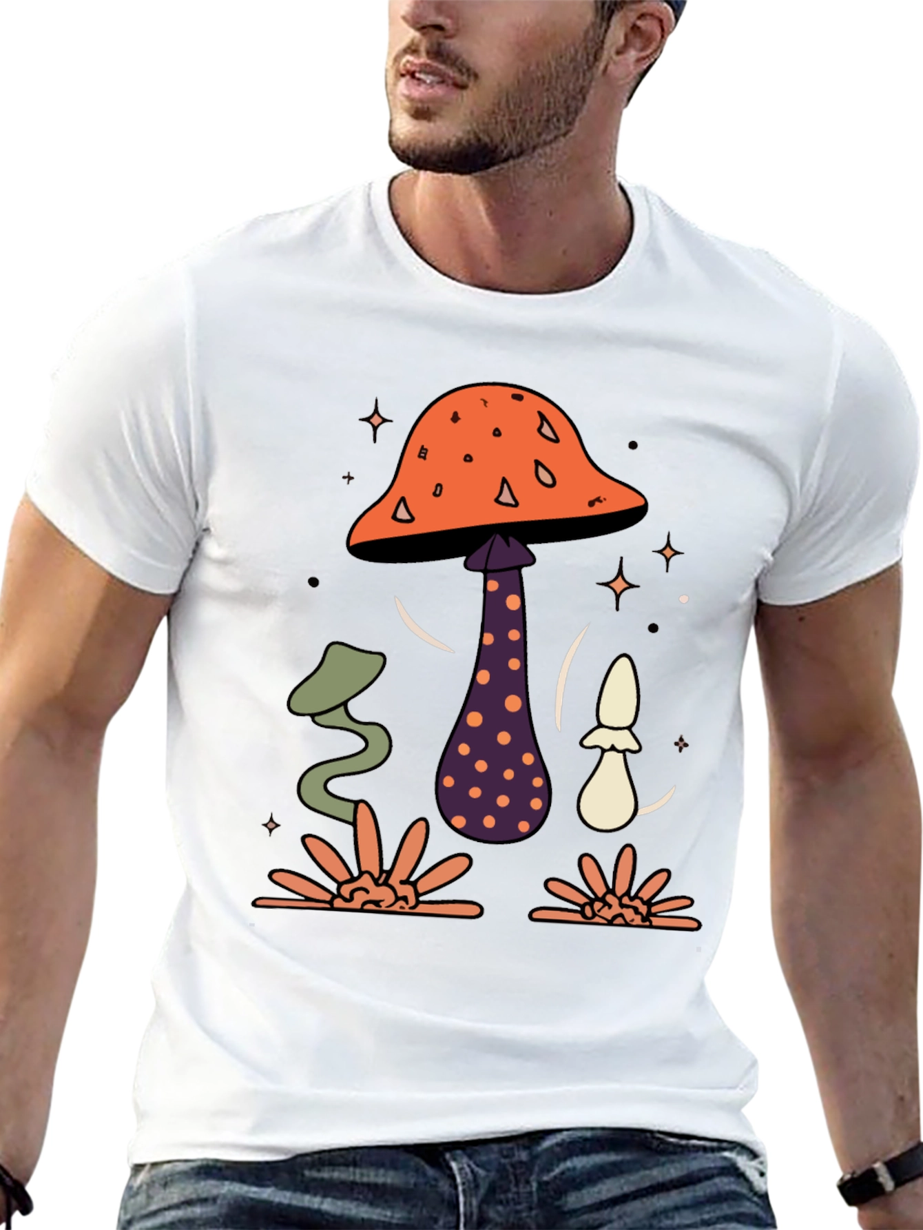Mushroom Graphic Tee - Black Cotton Blend