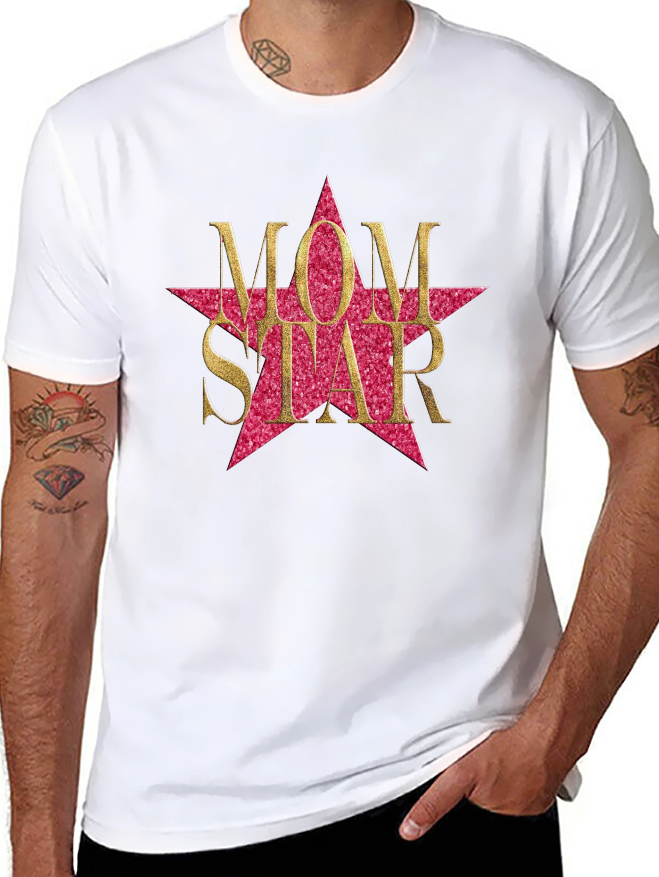 Mom Star Graphic Tee - Black Cotton Blend