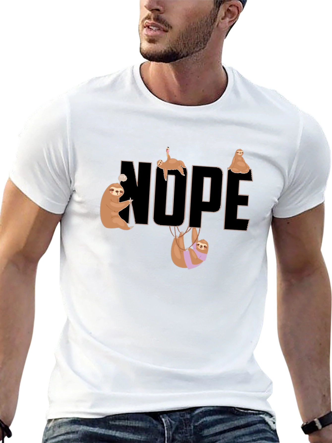 Nope Sloth Graphic T-Shirt