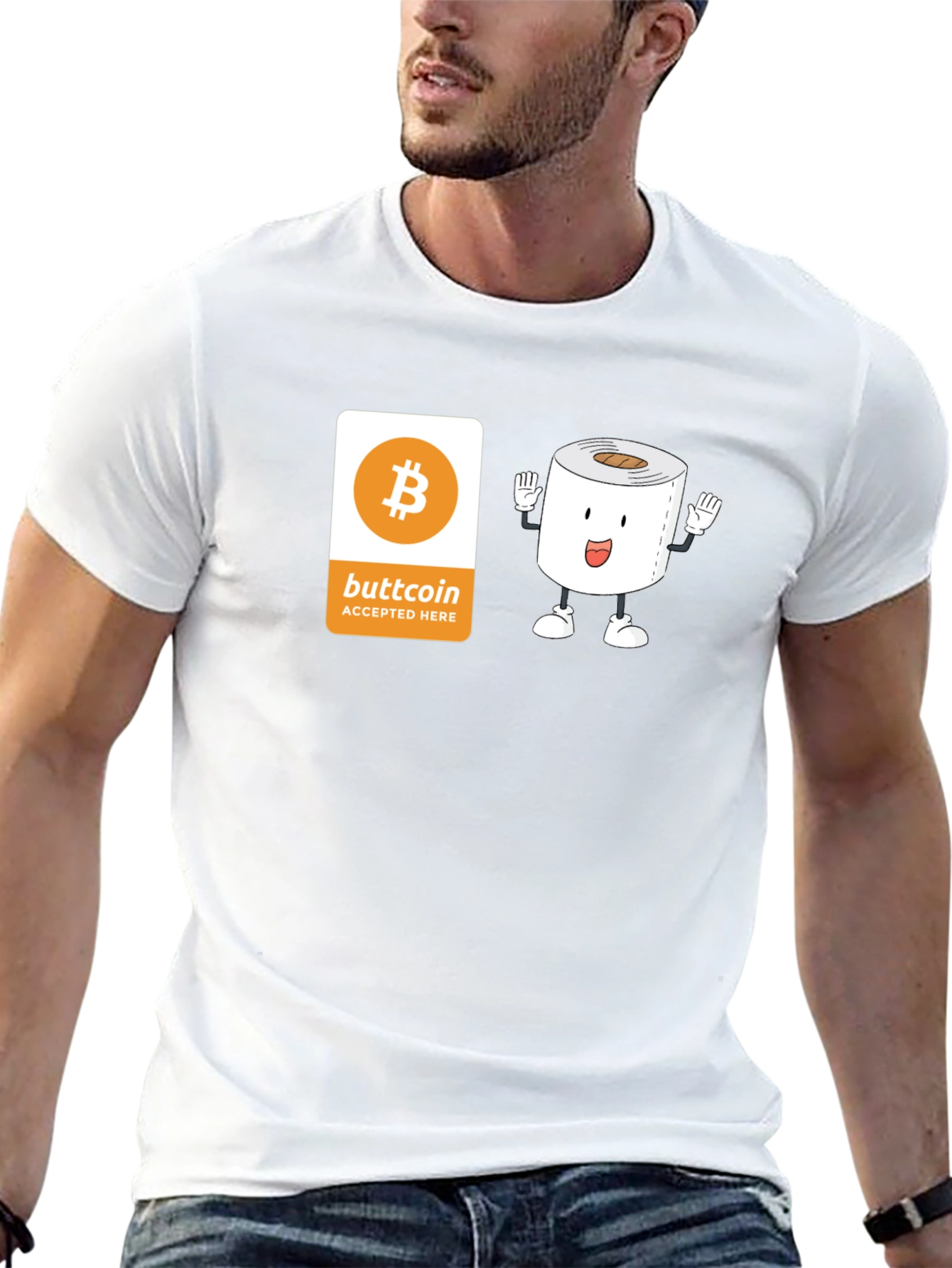 Buttcoin Crypto Toilet Paper Funny Black T-Shirt