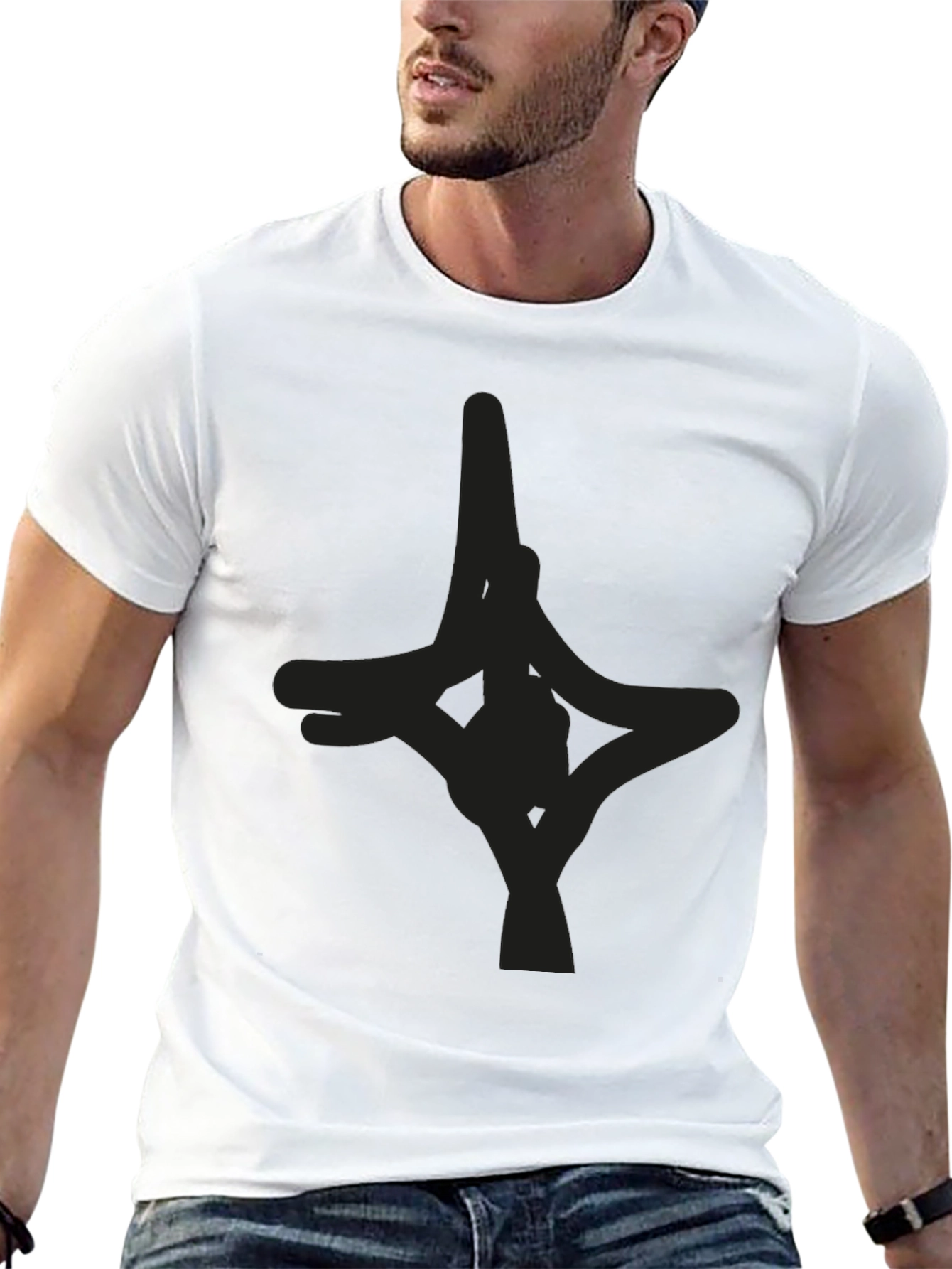 Mens Black Graphic Tee - Abstract Design