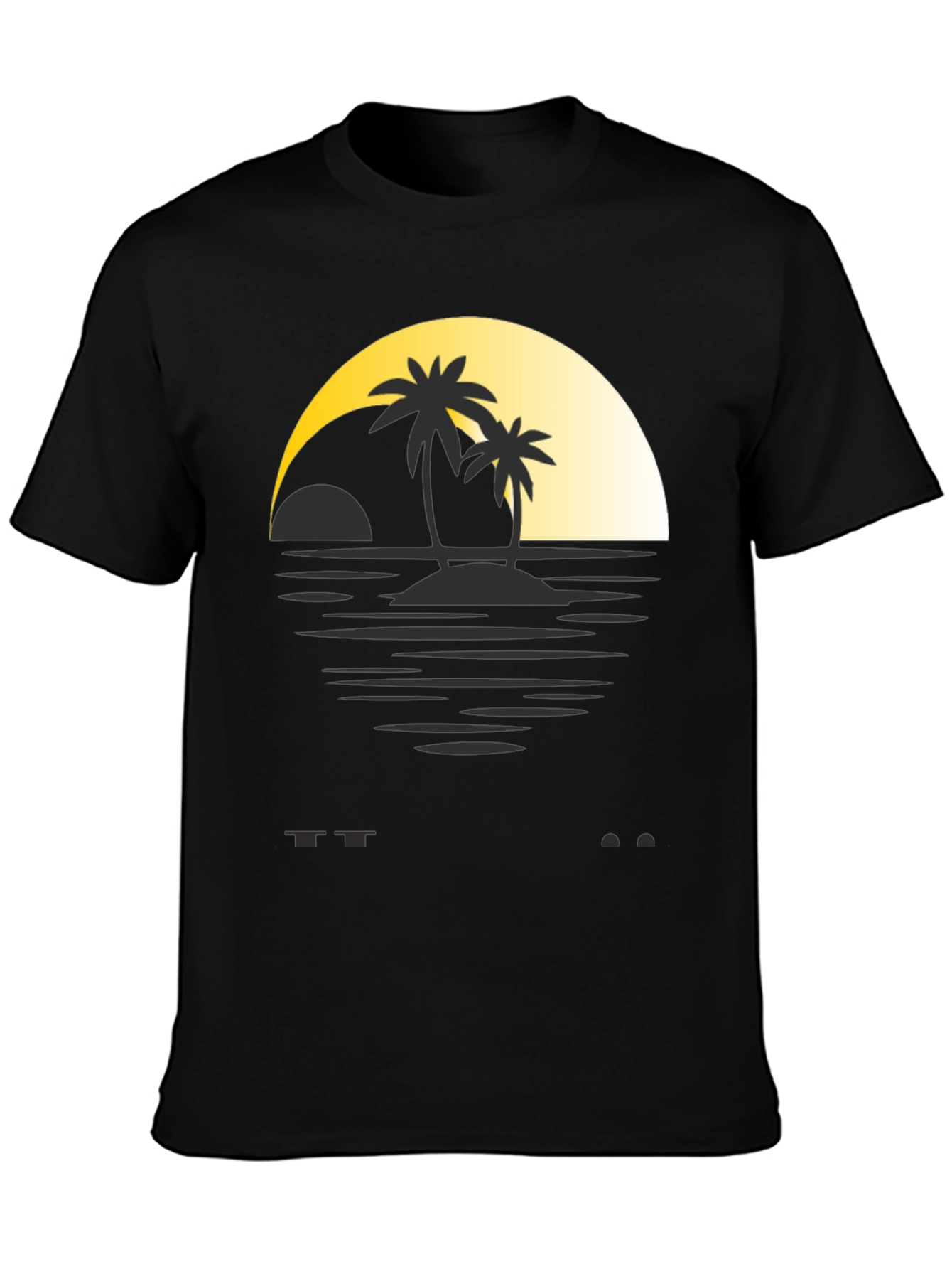 Sunset Palm Tree Graphic Tee - Black