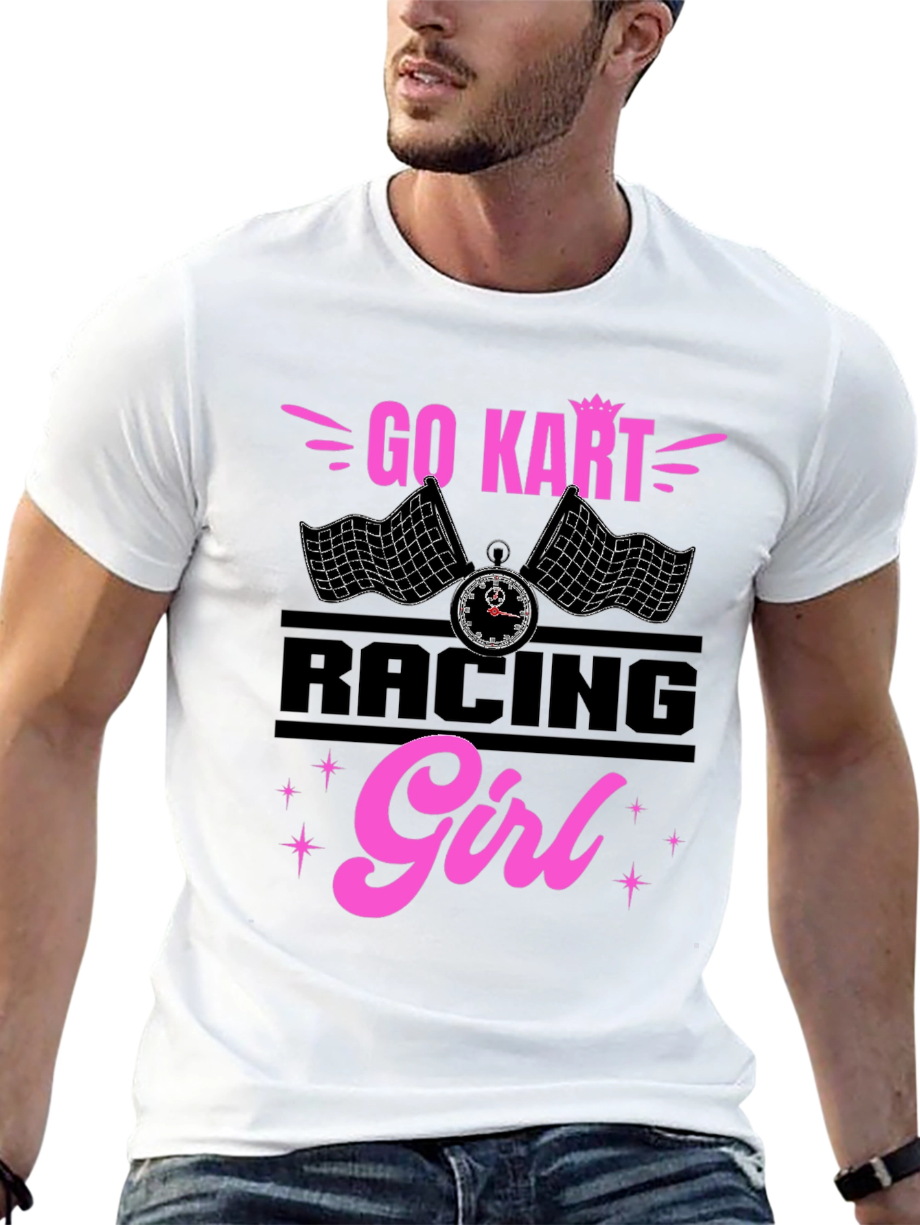 Go Kart Racing Girl T-Shirt - Black