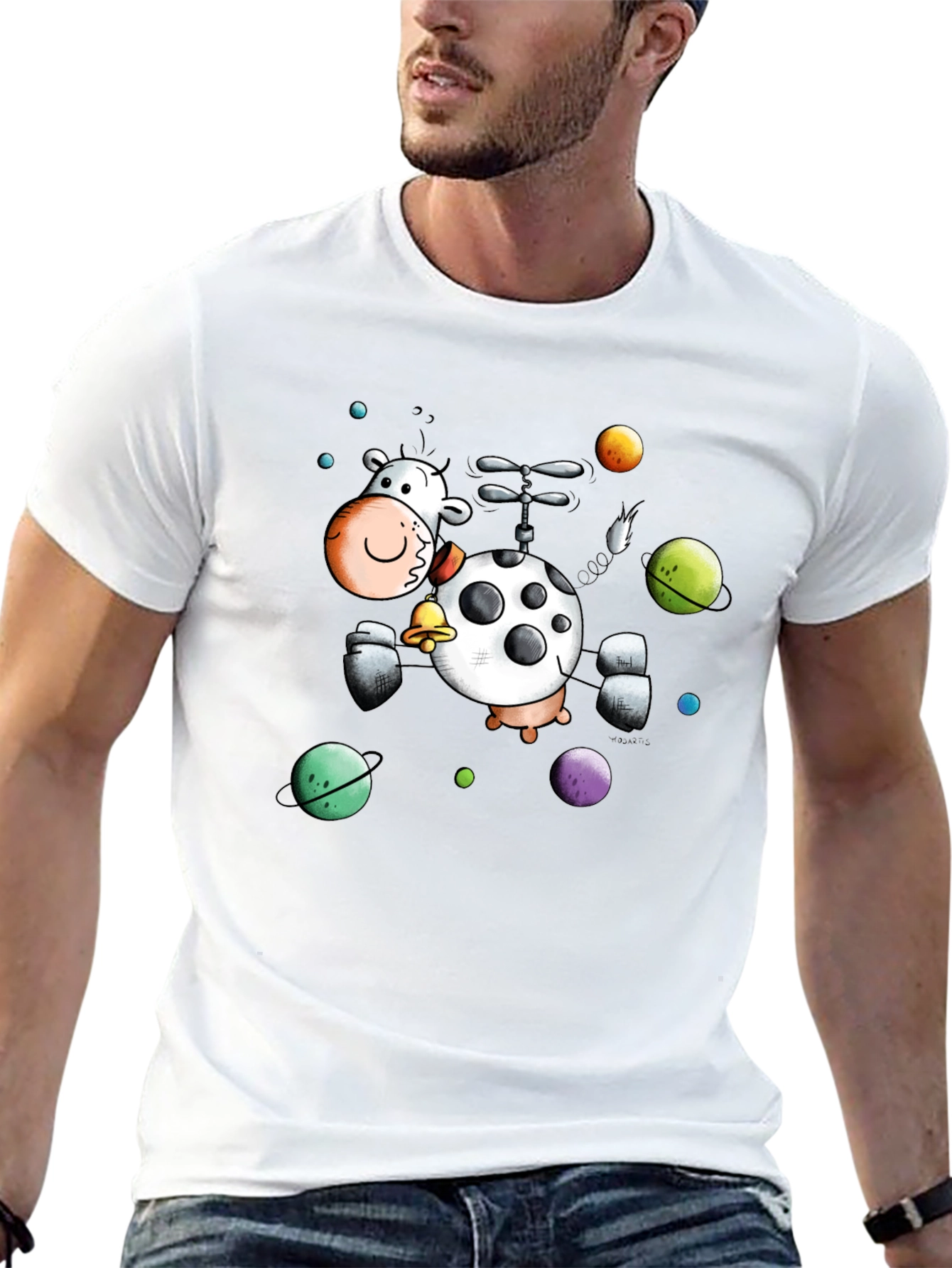 Whimsical Cow Helicopter Graphic Tee