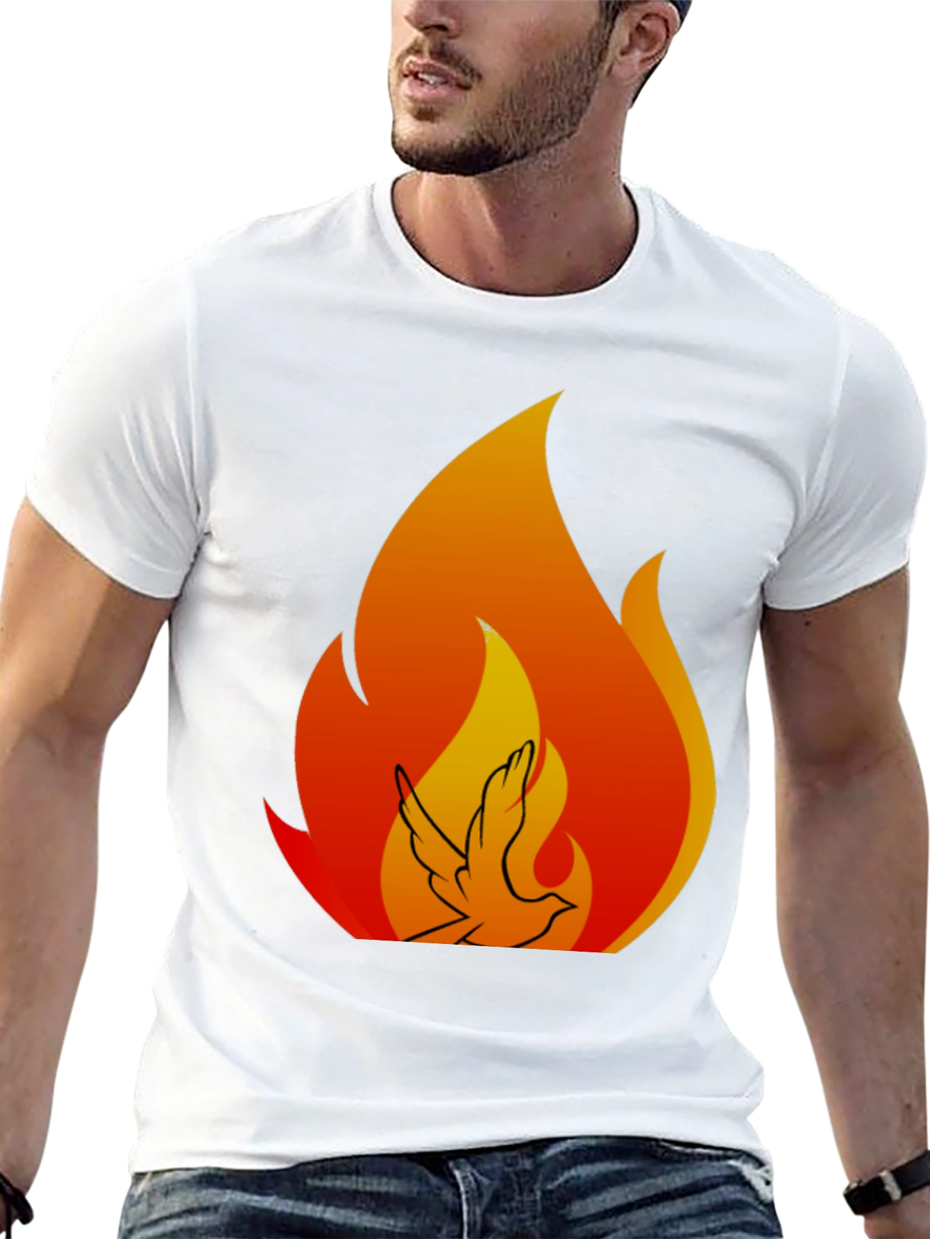 Dove Flame Graphic Tee - Black Cotton Blend