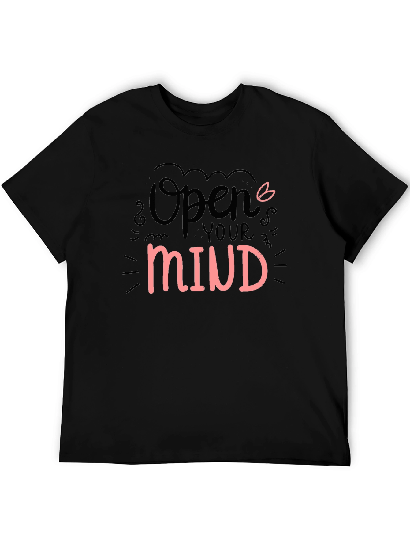 Open Your Mind Graphic Tee - Black Casual T-Shirt