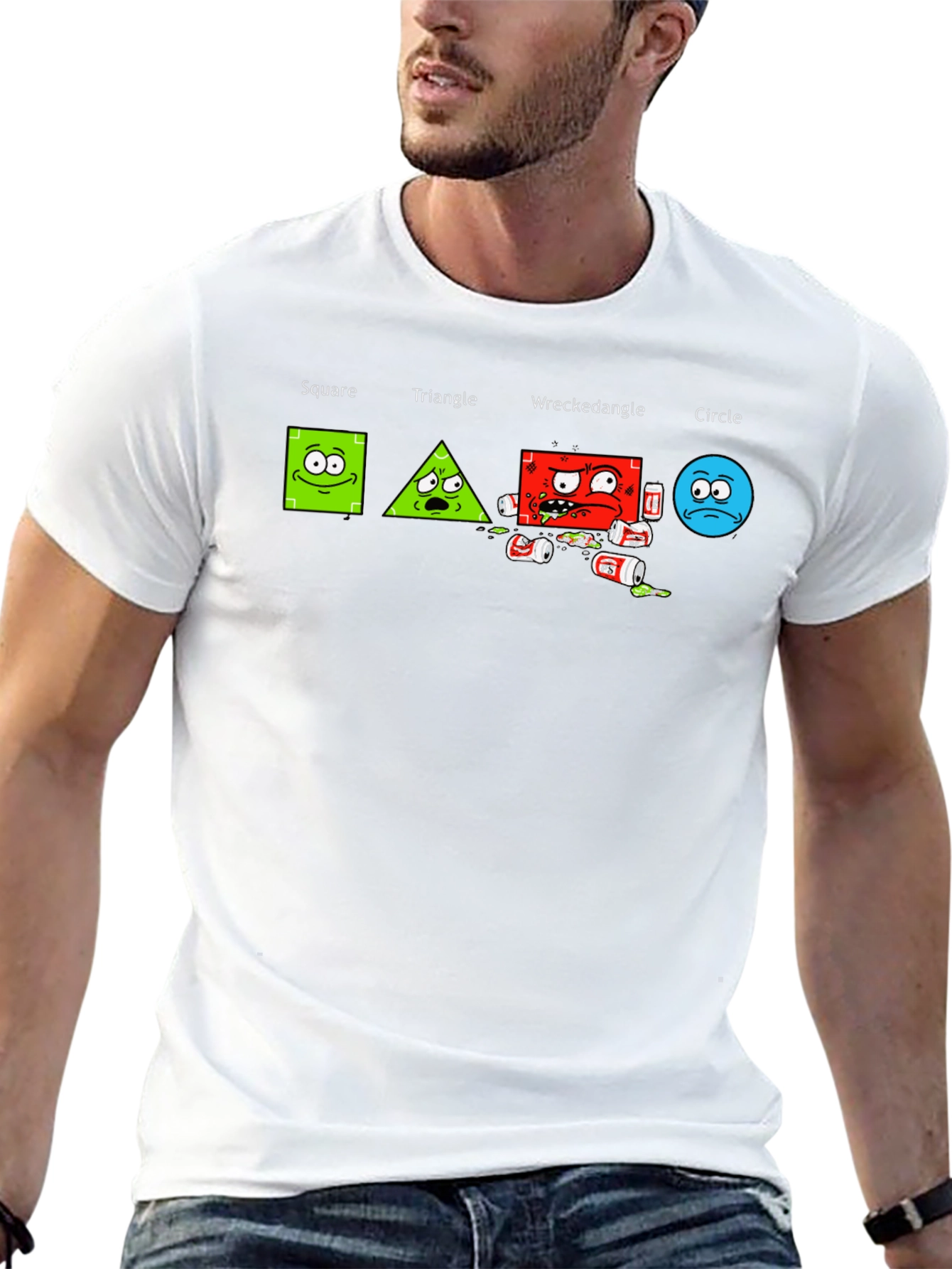 Shape Antics Graphic T-Shirt: Square Triangle Wreckedangle Circle
