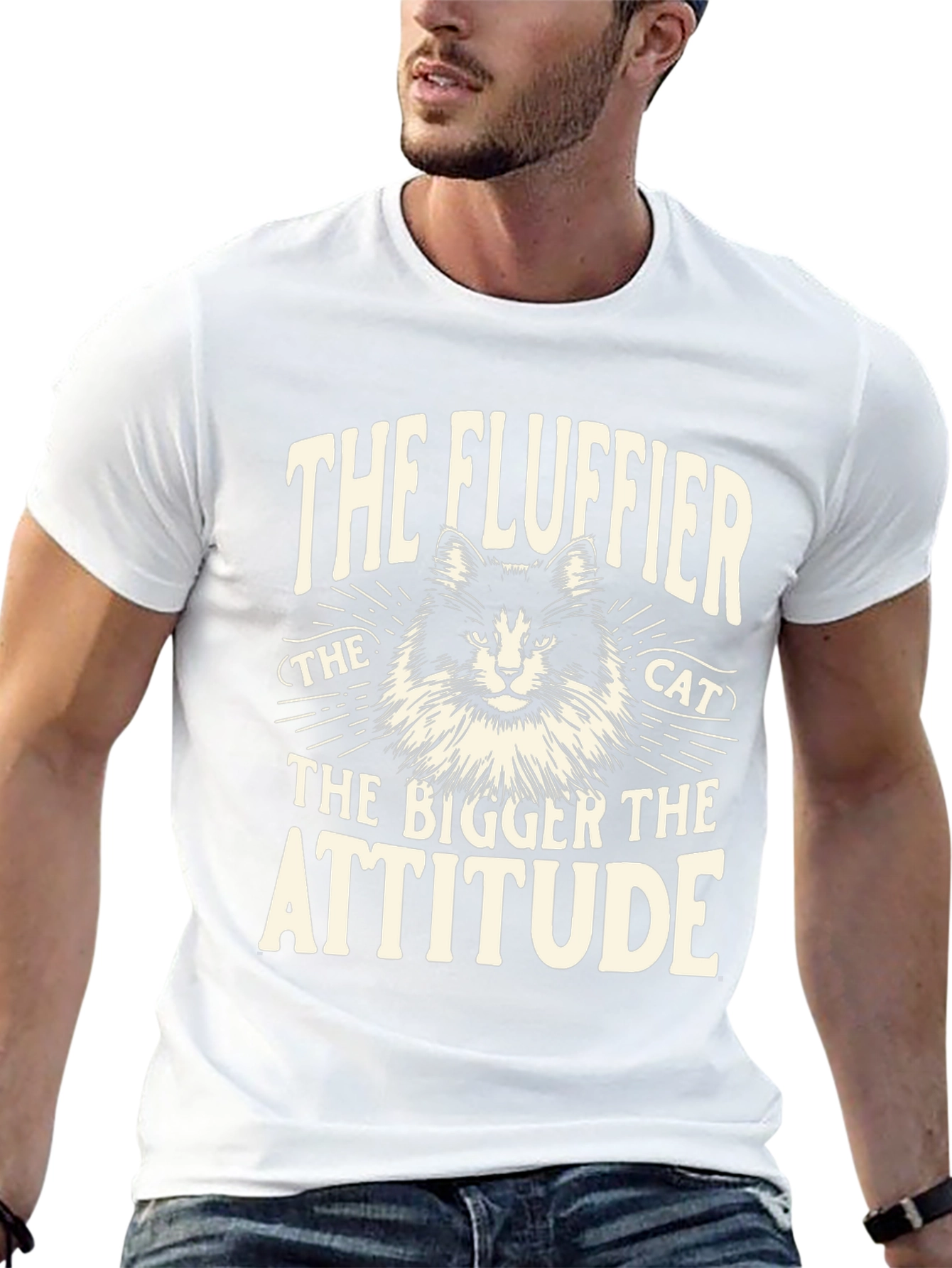 Fluffy Cat Attitude T-Shirt - Unisex Black Tee