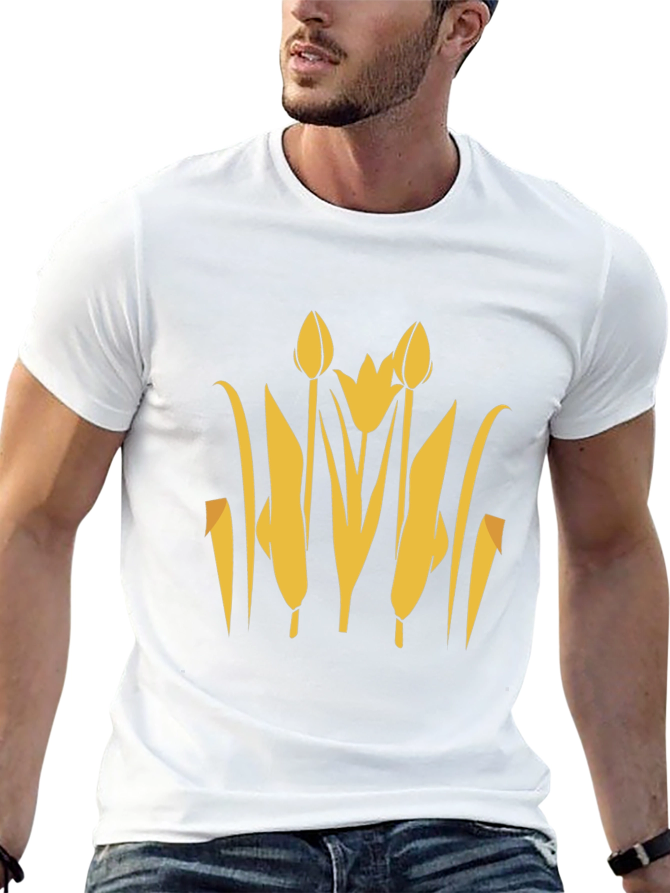 Tulip Graphic Print Black T-Shirt