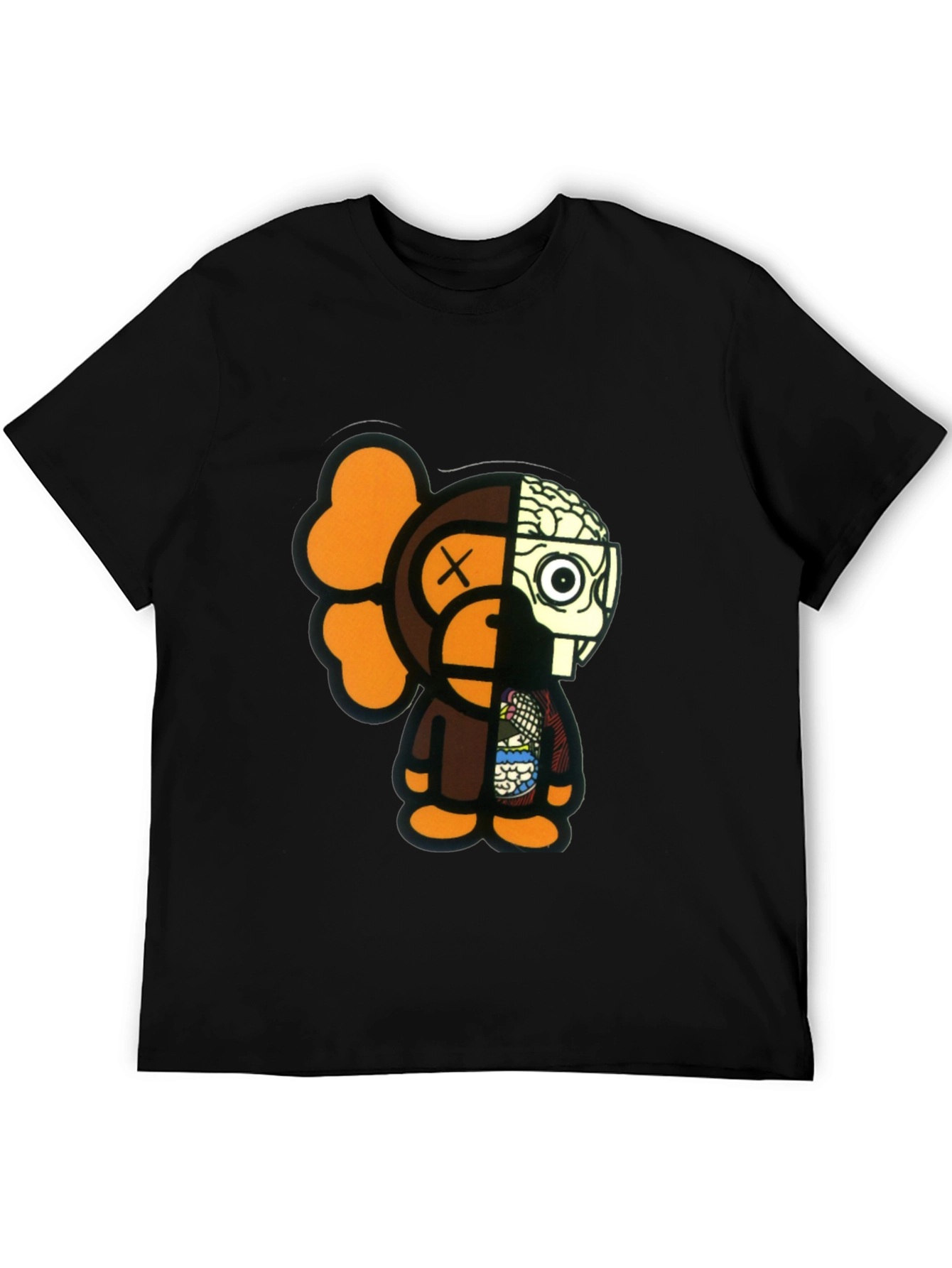 Artistic Cartoon Graphic Print Black T-Shirt