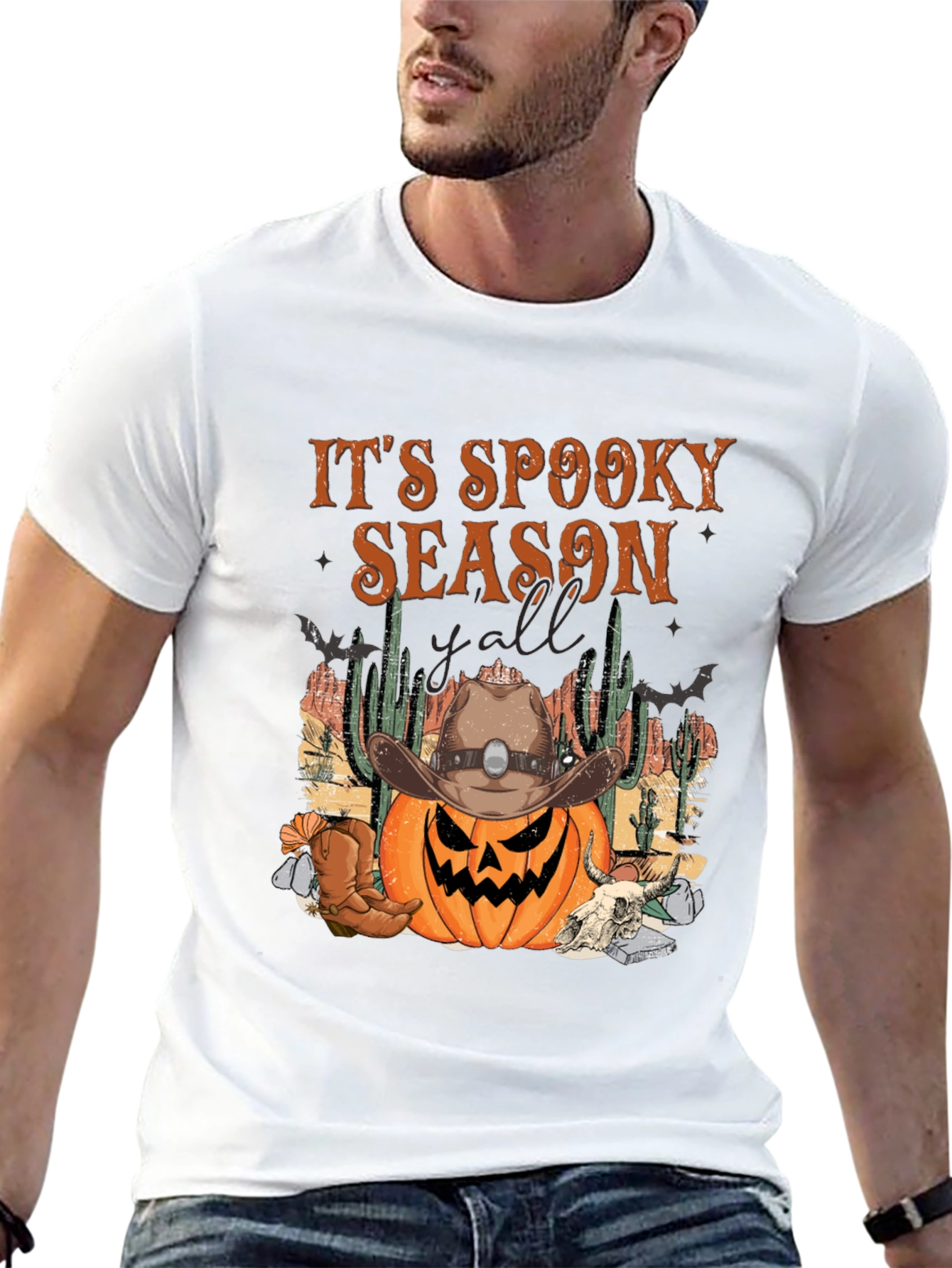 Spooky Season Cowboy Pumpkin Halloween T-Shirt