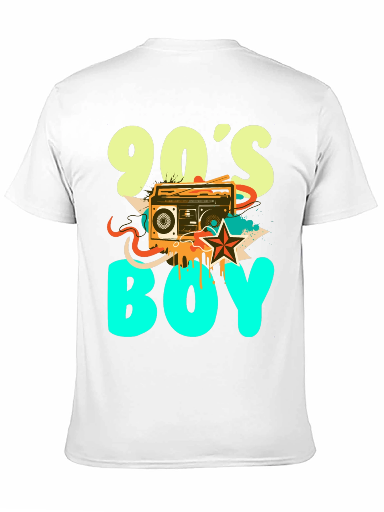 90s Boy Graphic Print Black T-Shirt
